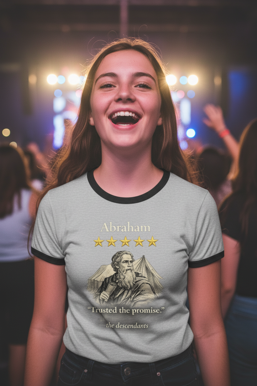 Abraham – Ringer Tee | “I Trusted the Promise” Vintage Graphic – Five-Star Faith Series