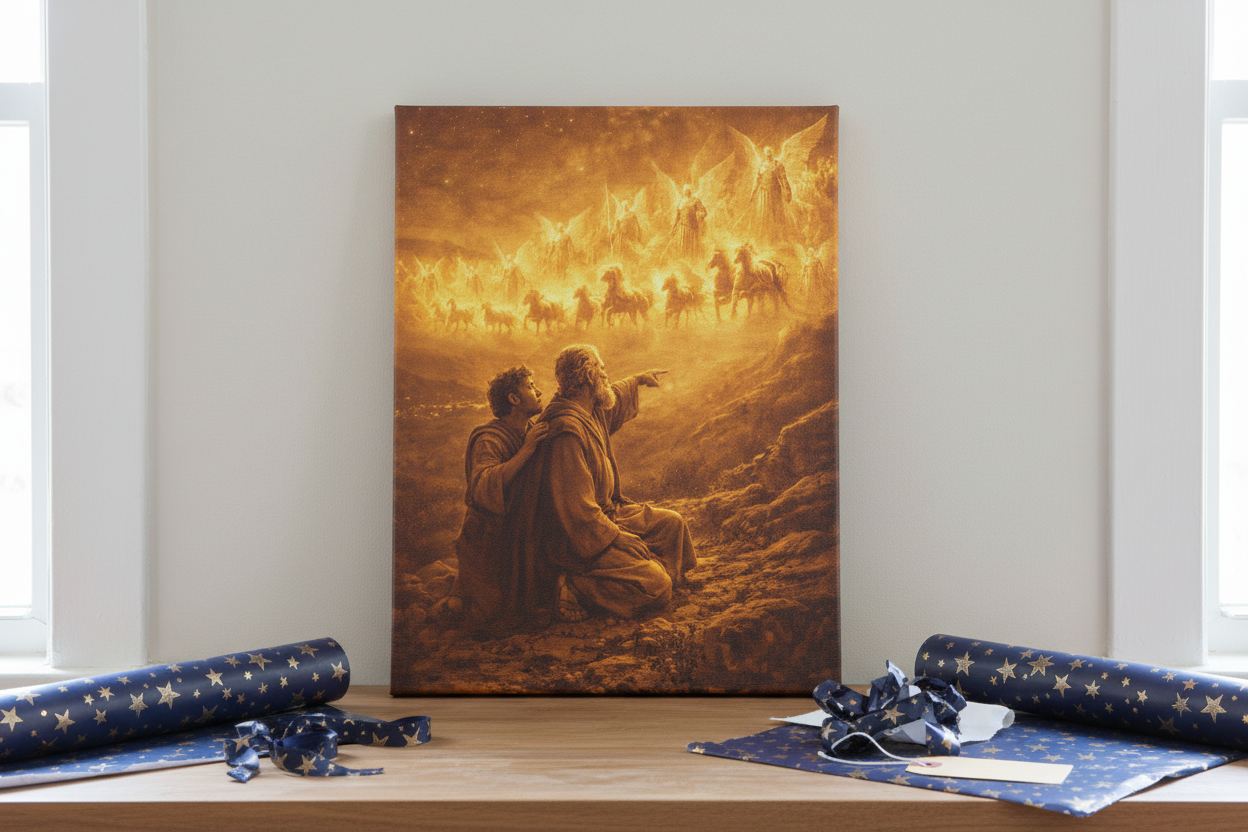 Elijah Vision Canvas – Angelic Hosts Christian Wall Art | Faith Inspired Scripture Canvas