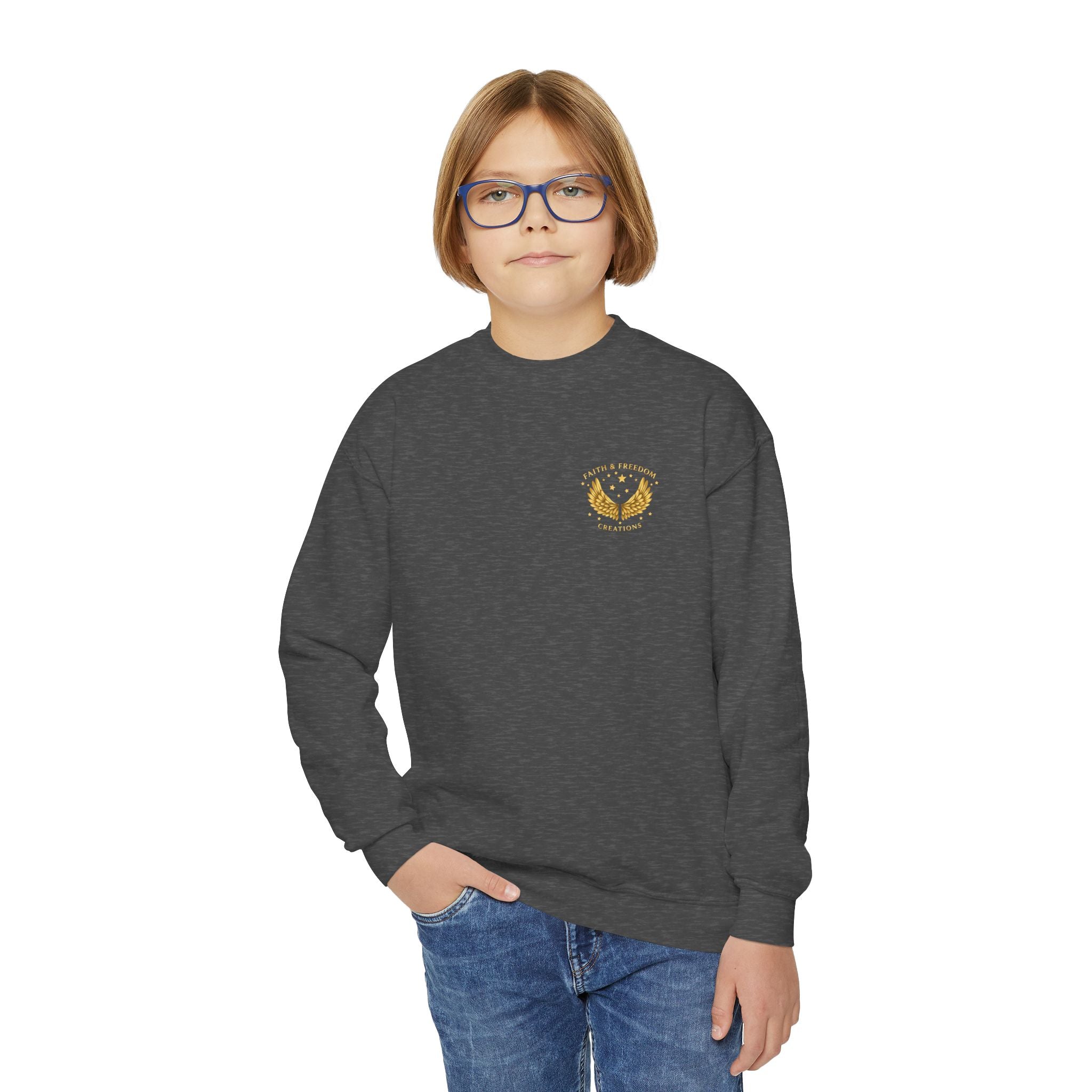 Youth Crewneck Sweatshirt — "Jesus's loving review of Peter"
