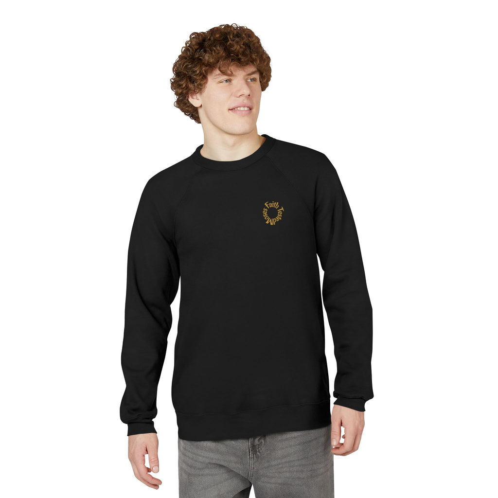 Moses Five-Star Faith Series – Raglan Sweatshirt | “Staff Worked. Sea Moved.” Faith Graphic