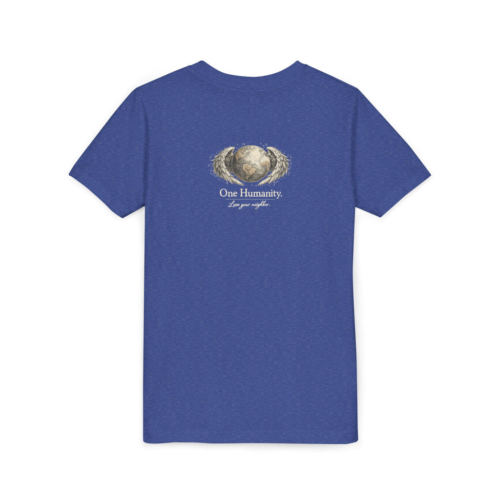Youth “Quiet Kindness Changes Everything” Tee – Kids Inspirational T-Shirt with Earth & Friends Graphic