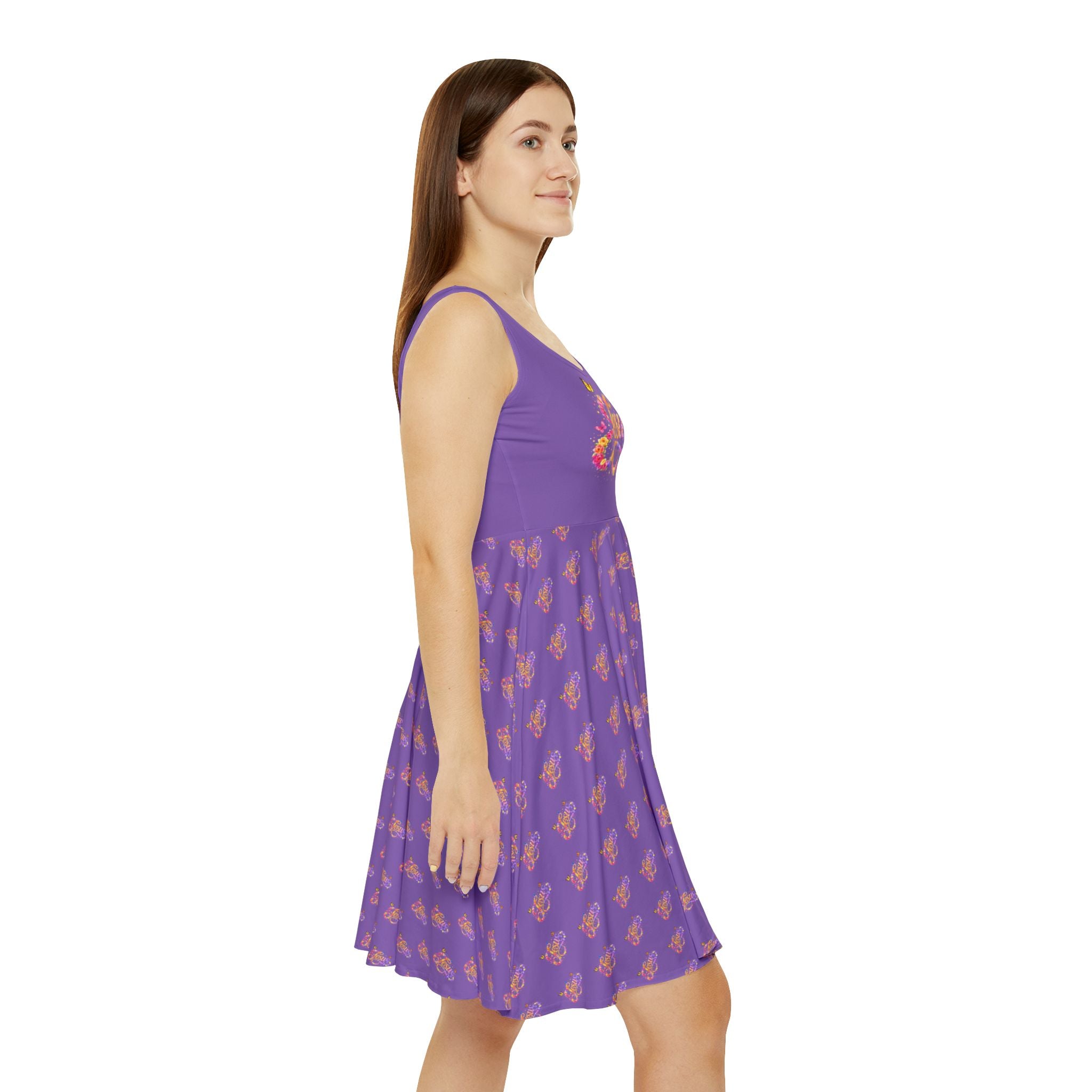 Purple Floral Jesus Thank You Skater Dress – Christian Faith Dress | Elegant Church & Easter Outfit