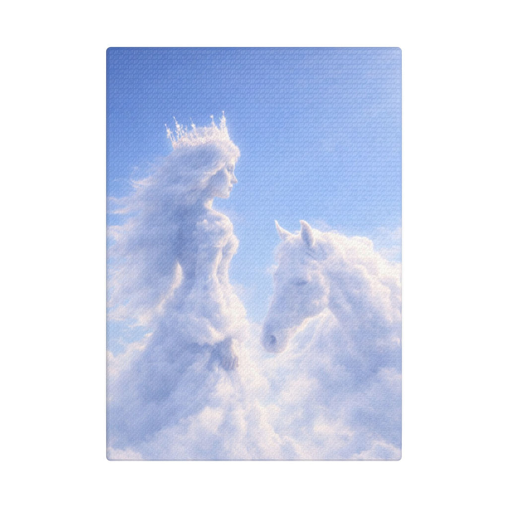Cloud Princess & Horse Canvas — Dreamy Fairy Tale Nursery Wall Art