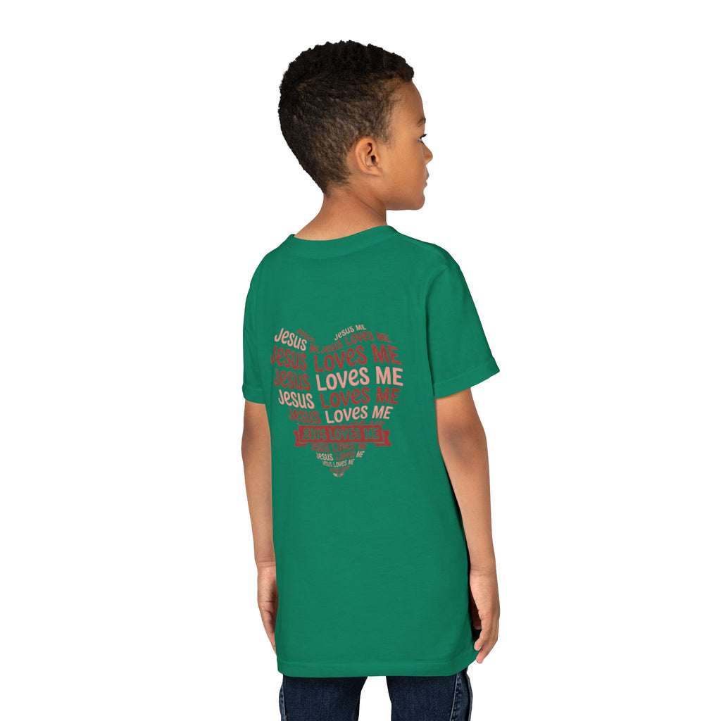 Jesus Loves Me Youth T-Shirt – Heart Word Cloud Christian Kids Tee | Faith Inspired Youth Shirt