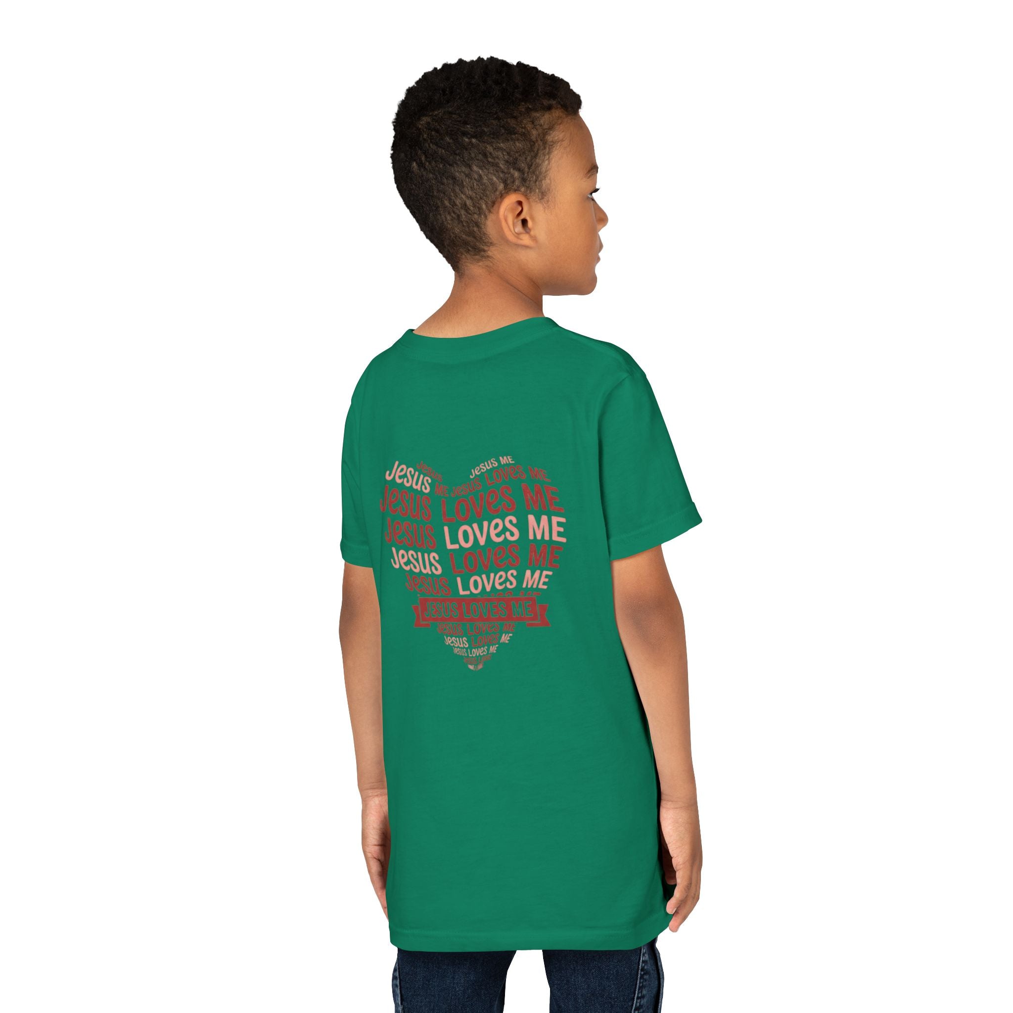 Jesus Loves Me Youth T-Shirt – Heart Word Cloud Christian Kids Tee | Faith Inspired Youth Shirt