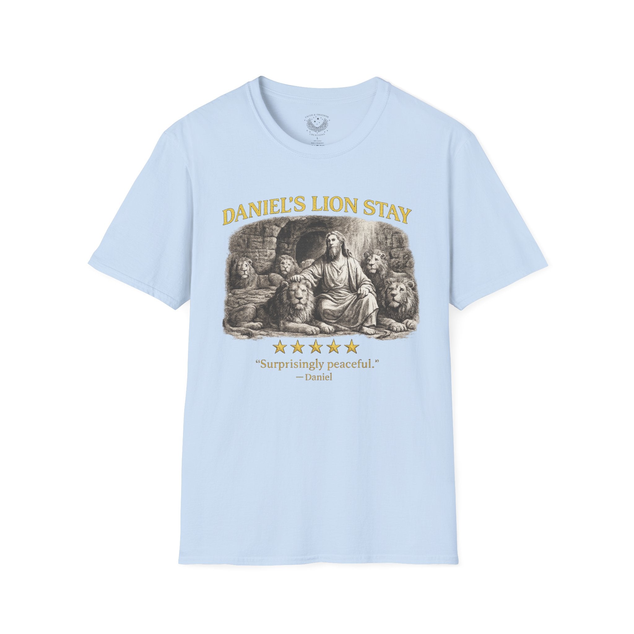 Daniel's Lion Stay Vintage T-Shirt - Biblical Lion Statue Tee