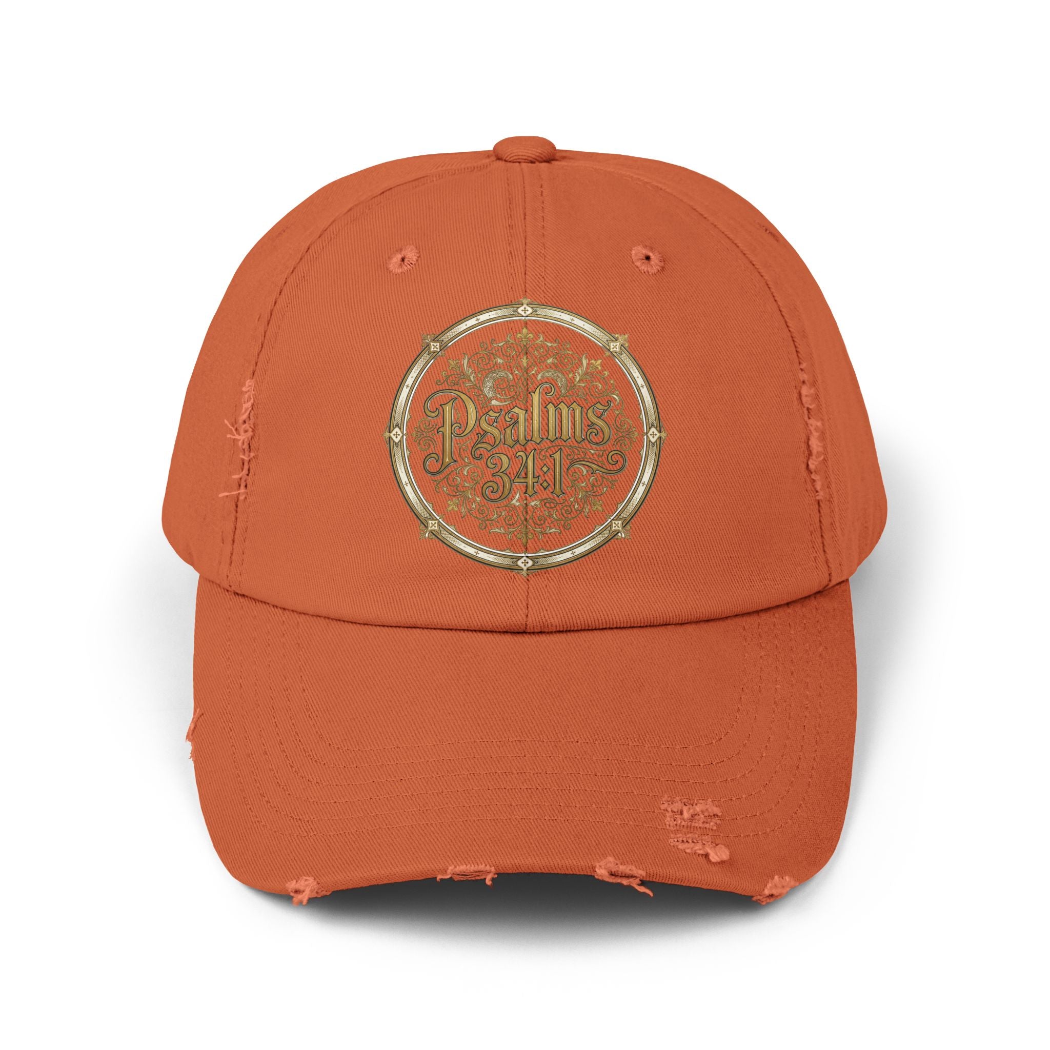 Distressed Black Cap – Psalm 23:1 Vintage Gold Emblem Hat | Faith & Freedom Creations