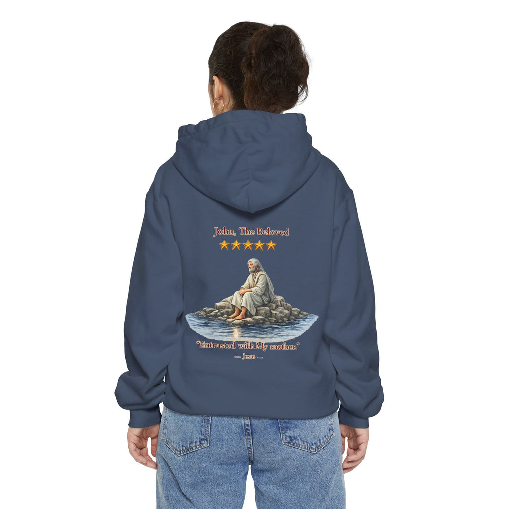 "John The Beloved Review, by Jesus"Hoodie — Illustrated Religious Graphic Pullover-⭐ Five-Star Faith Series⭐