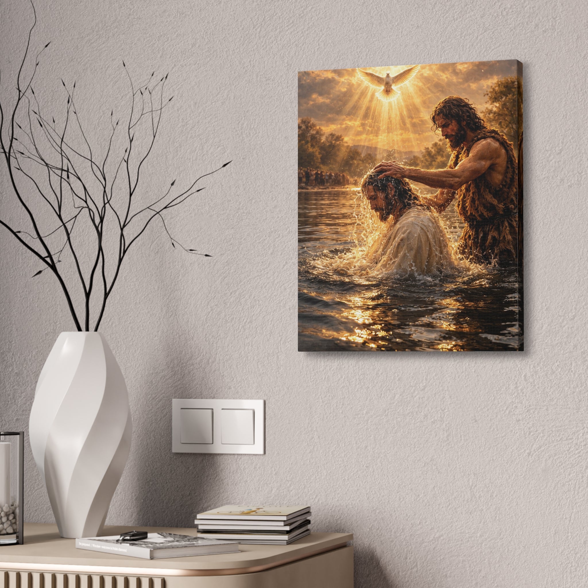 Baptism of Jesus - Stretched Canvas Print with Holy Spirit Dove