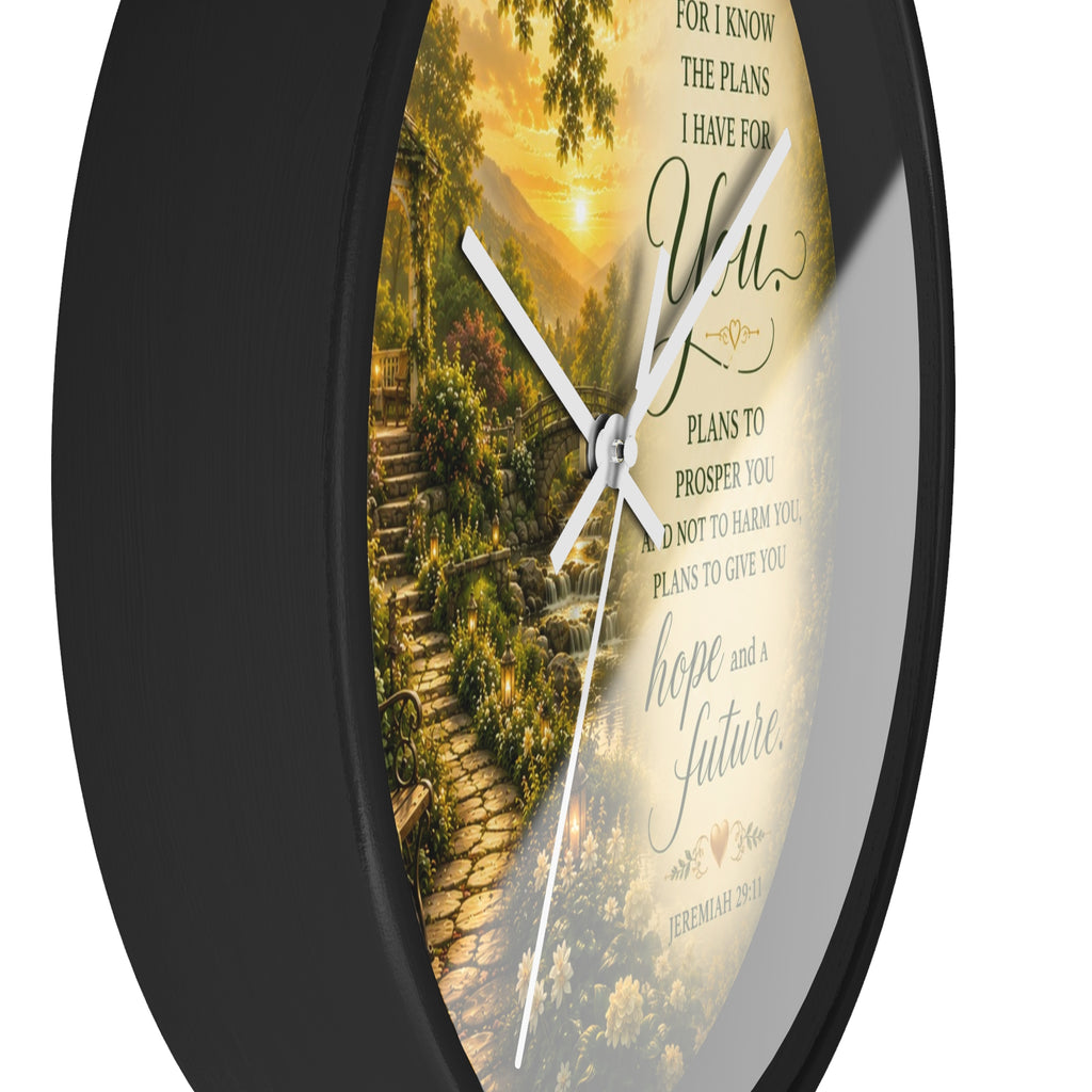 Jeremiah 29:11 Wall Clock | Hope and Future Christian Scripture Clock | Inspirational Garden Decor