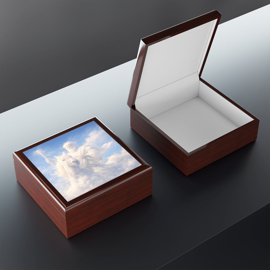 King of Kings - White Horse Jewelry Box with Heavenly Clouds