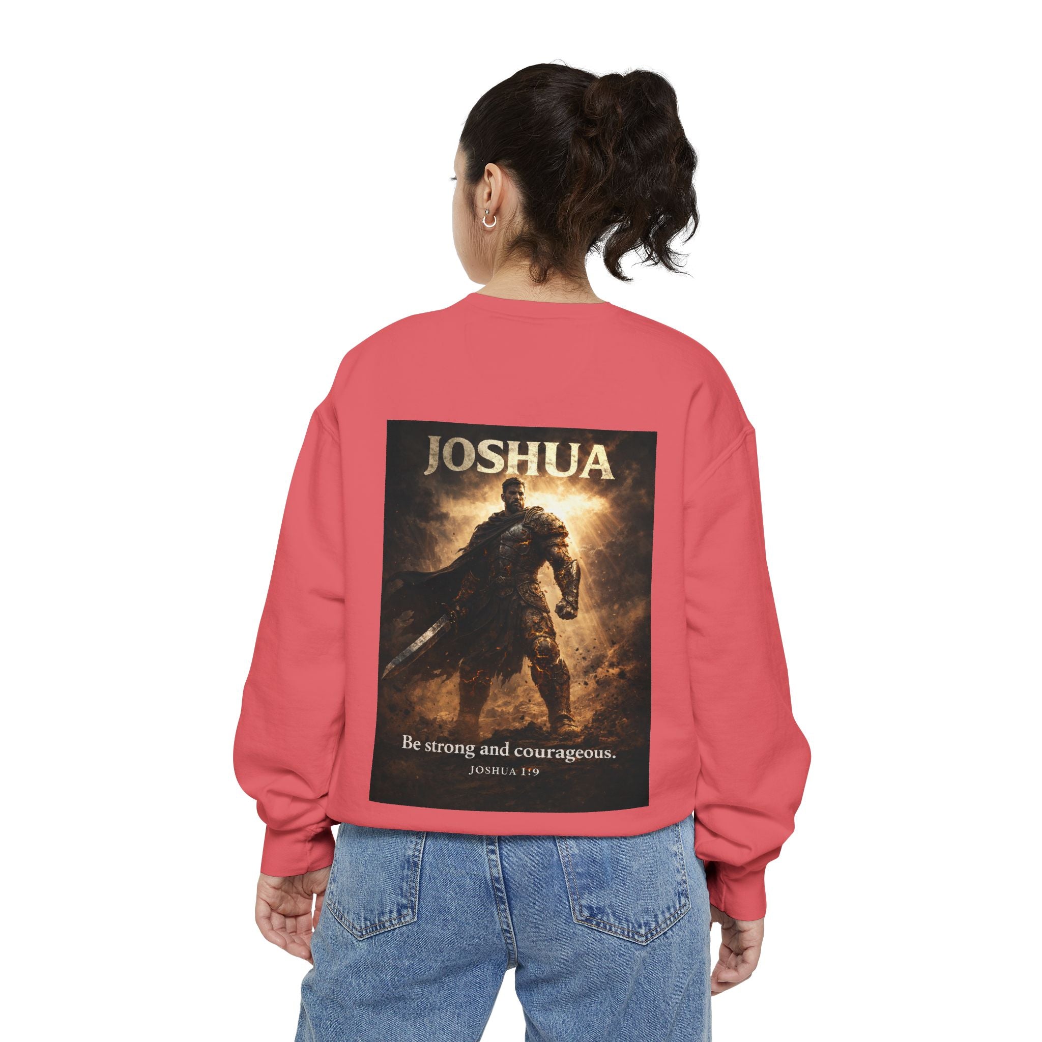 Joshua Courage Sweatshirt | Be Strong and Courageous Christian Crewneck | Inspirational Faith Apparel
