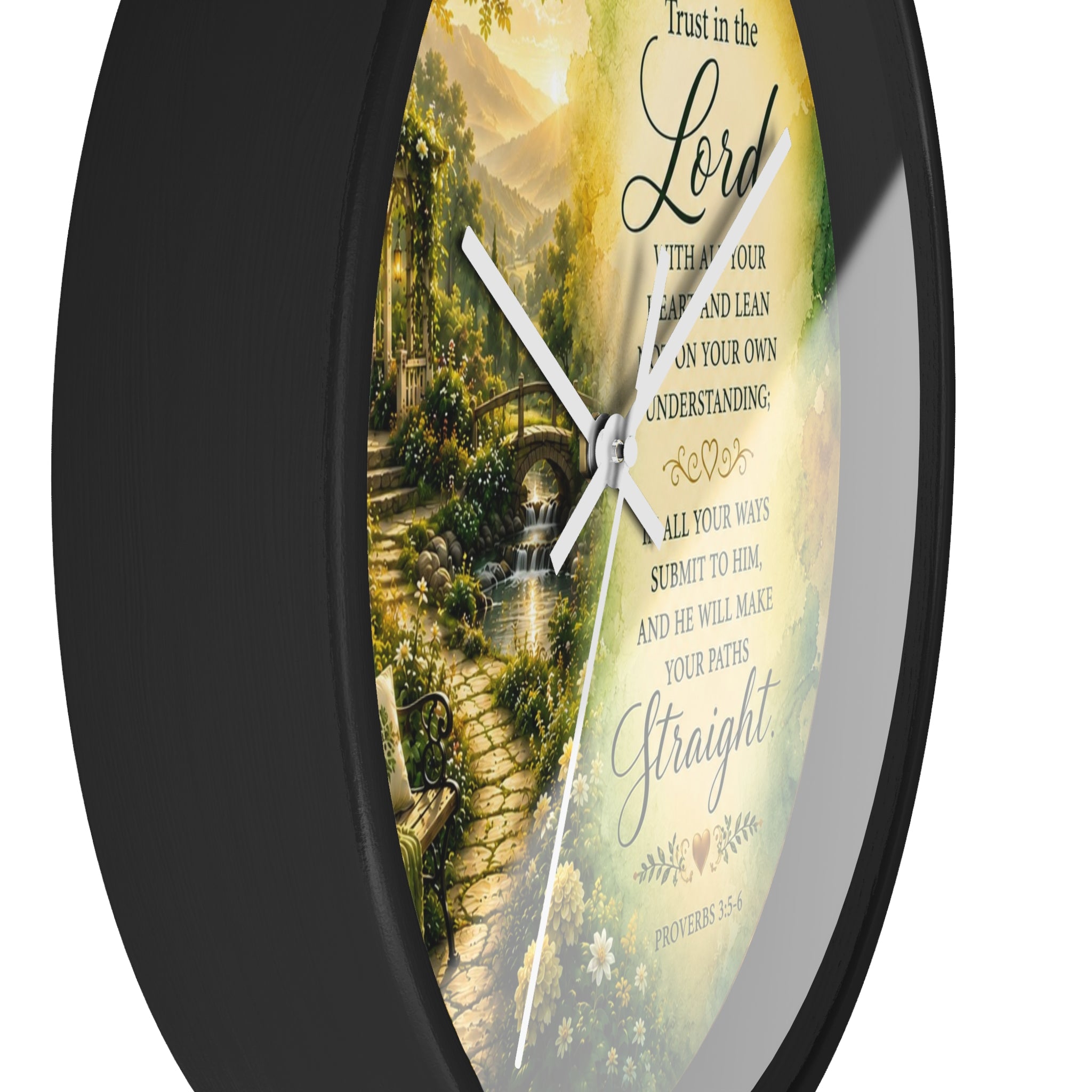 Trust in the Lord Wall Clock | Proverbs 3:5-6 Christian Scripture Clock | Inspirational Faith Decor