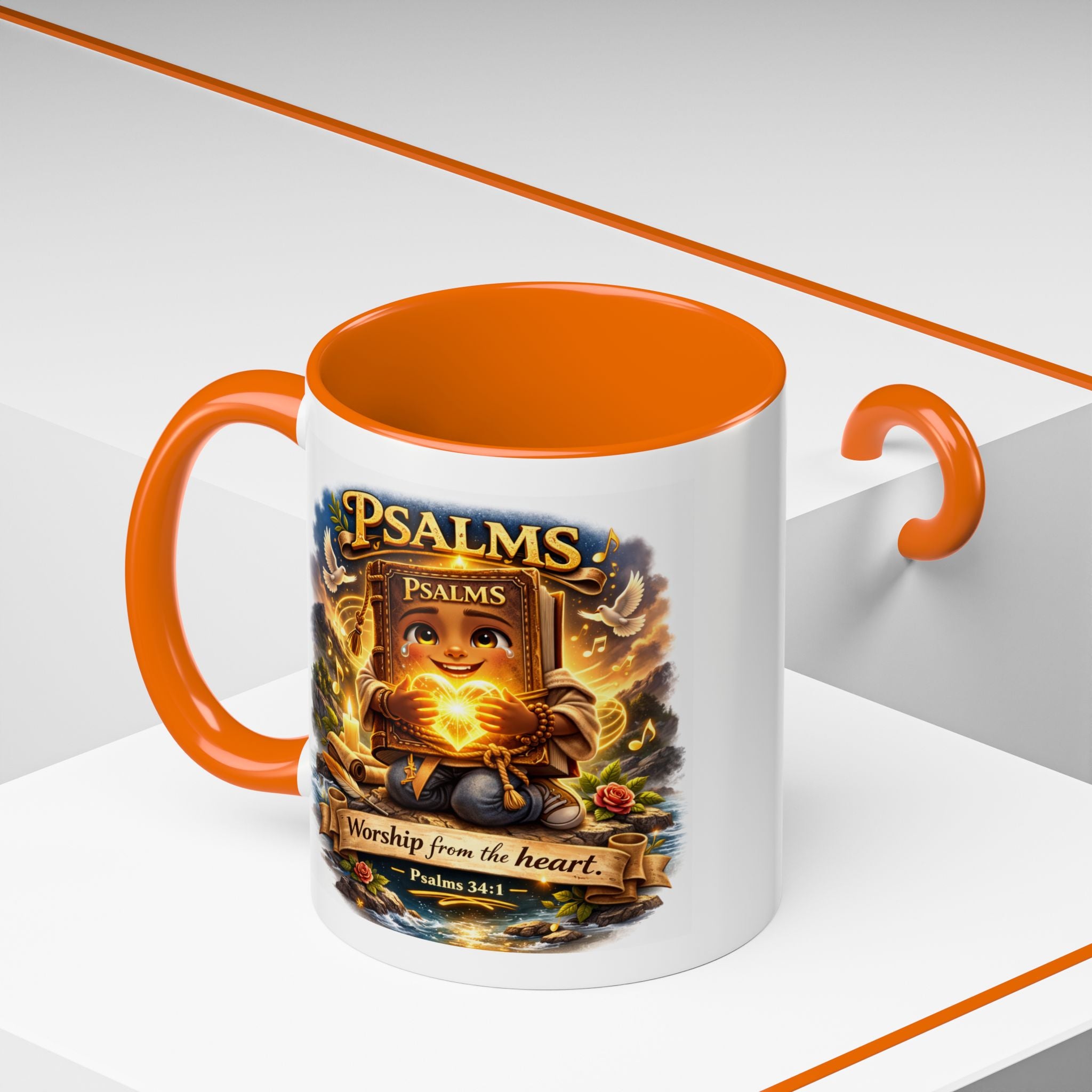 Psalms 34:1 Coffee Mug | Worship From the Heart Mug | Inspirational Christian Accent Mug