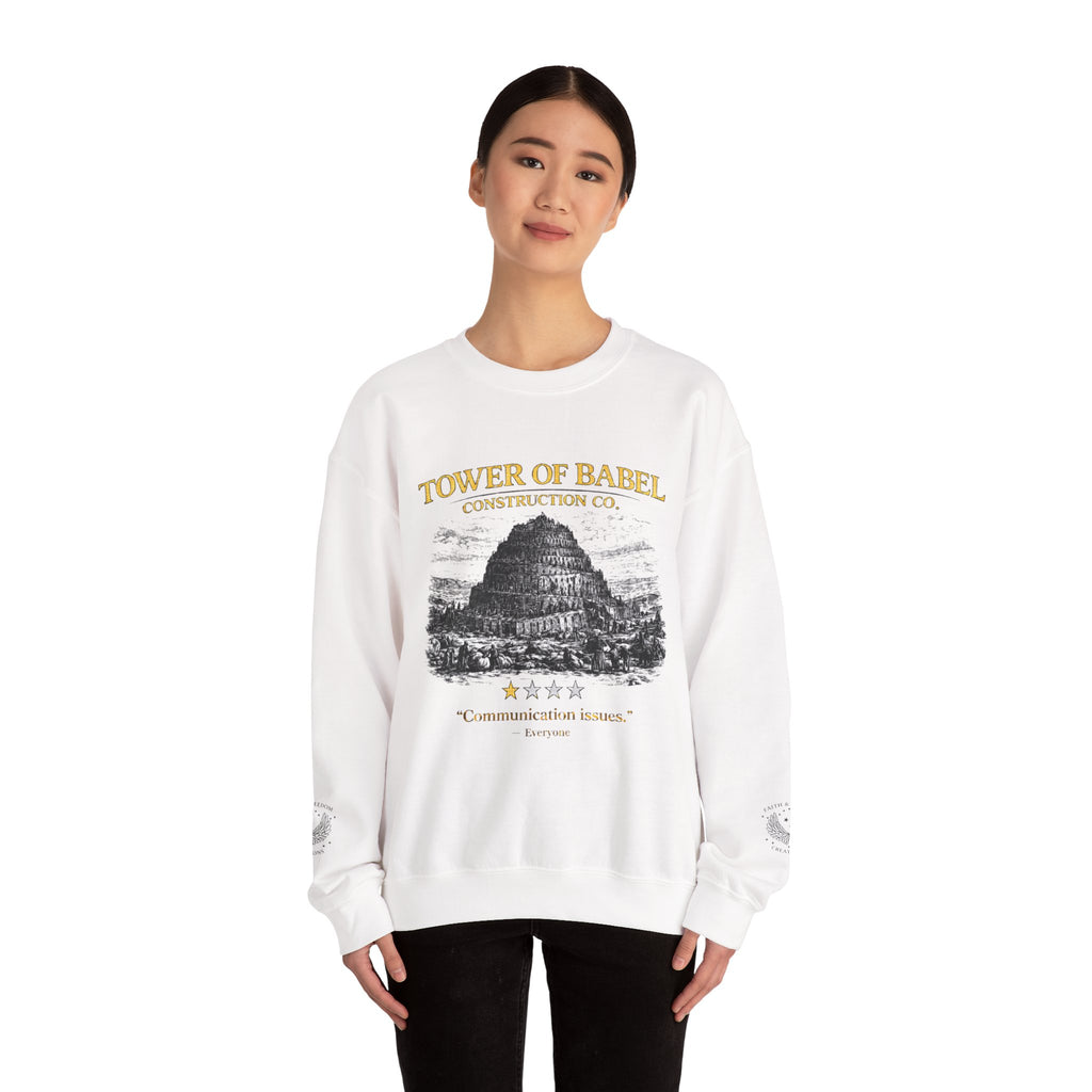 Tower of Babel – Crewneck Sweatshirt | “Review” Vintage Graphic – Five-Star Faith Series