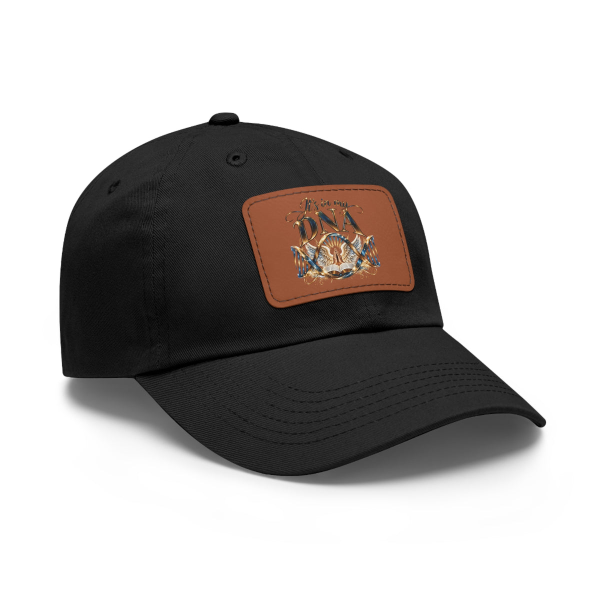 It's in My DNA Christian Dad Hat – Faith-Inspired Faux Leather Patch Baseball Cap