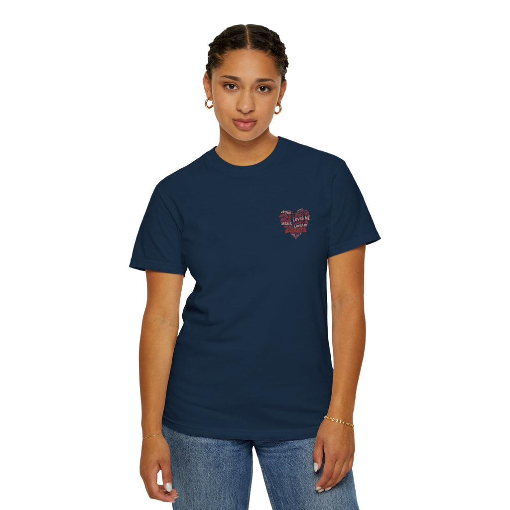 Jesus Loves Me Heart Garment-Dyed T-Shirt – Christian Faith Tee | Vintage Style Inspirational Shirt