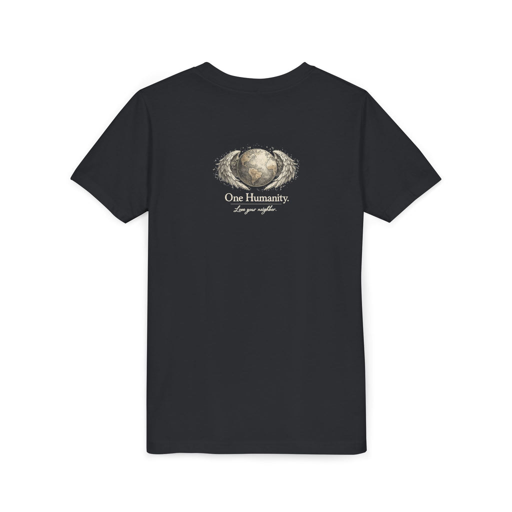 Youth “Quiet Kindness Changes Everything” Tee – Kids Inspirational T-Shirt with Earth & Friends Graphic