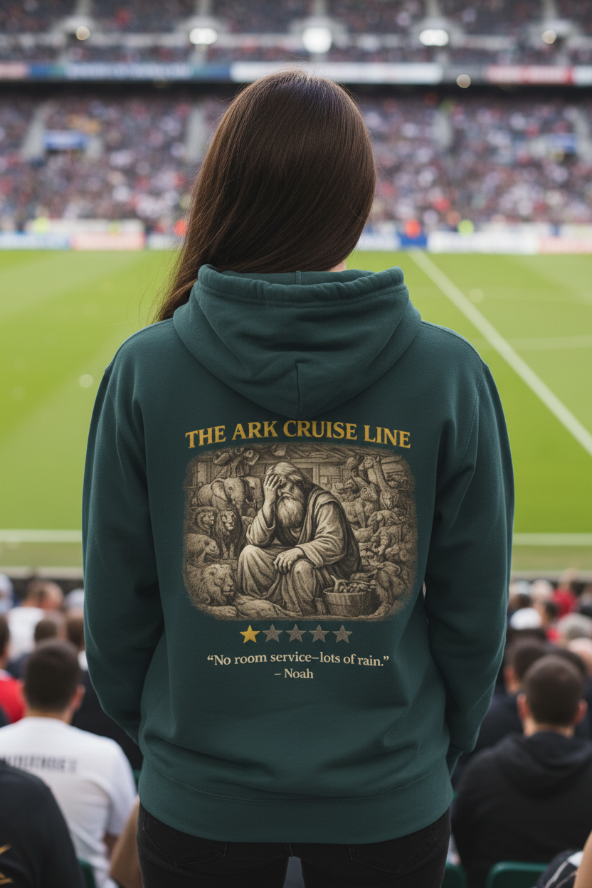 Noah’s Ark – Fleece Hoodie | “The Ark Cruise Line” Vintage Graphic – Five-Star Faith Series