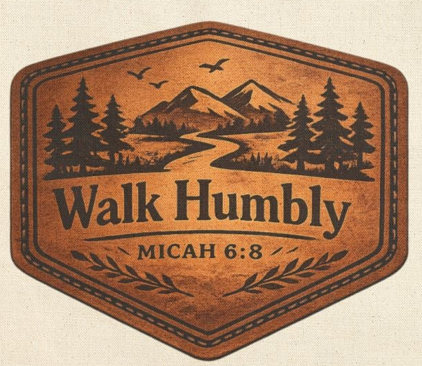 Walk Humbly Tote Bag | Micah 6:8 Christian Canvas Tote | Rustic Mountain Faith Tote