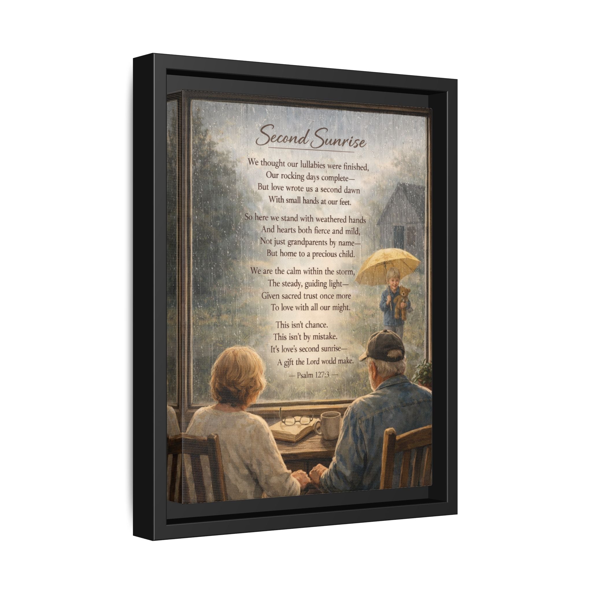 Second Sunrise Framed Canvas Wall Art | Personalized Grandparents Poem | Faith & Family Keepsake