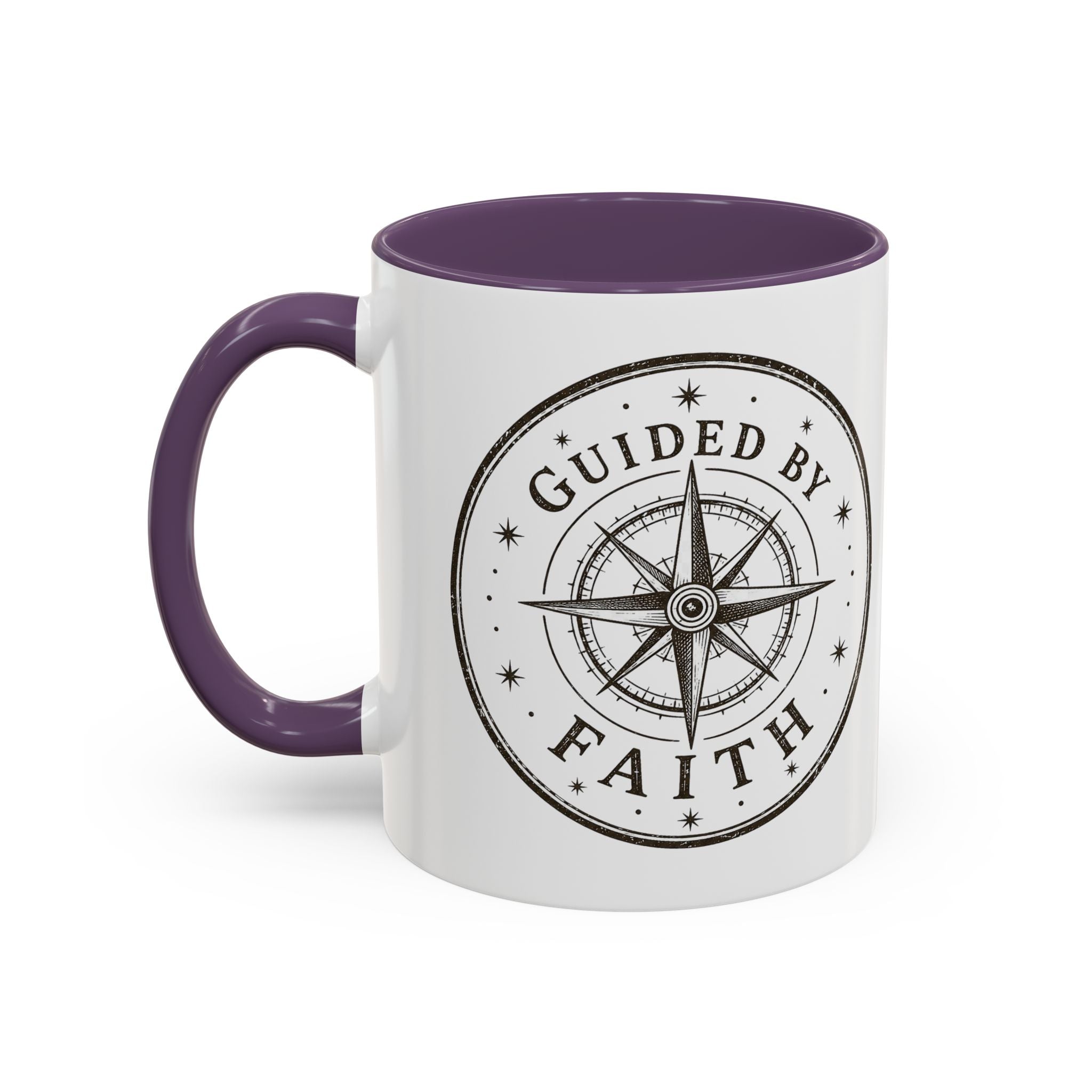 Guided by Faith Compass Coffee Mug | Inspirational Christian Accent Mug | Faith Freedom Creations