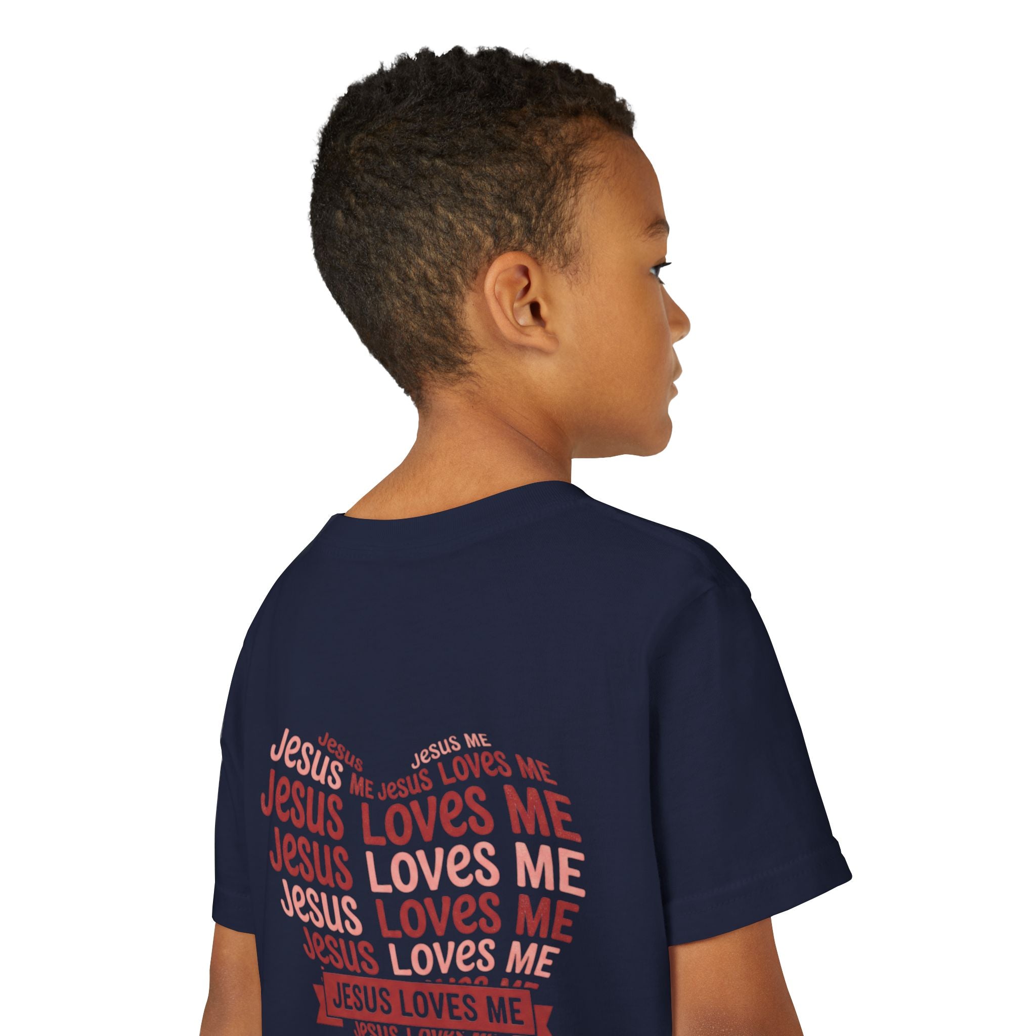 Jesus Loves Me Youth T-Shirt – Heart Word Cloud Christian Kids Tee | Faith Inspired Youth Shirt