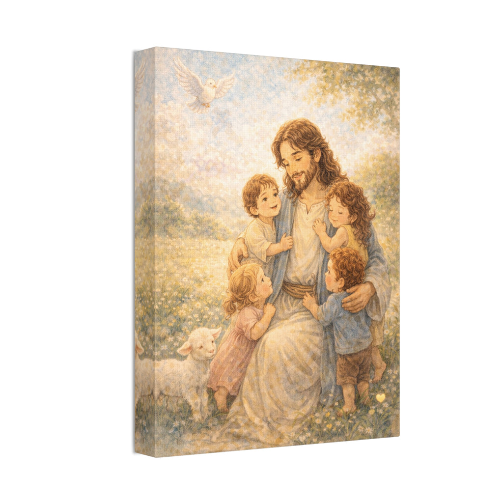 Held in 'His' Care Canvas — Jesus with Children (Matthew 19:14)