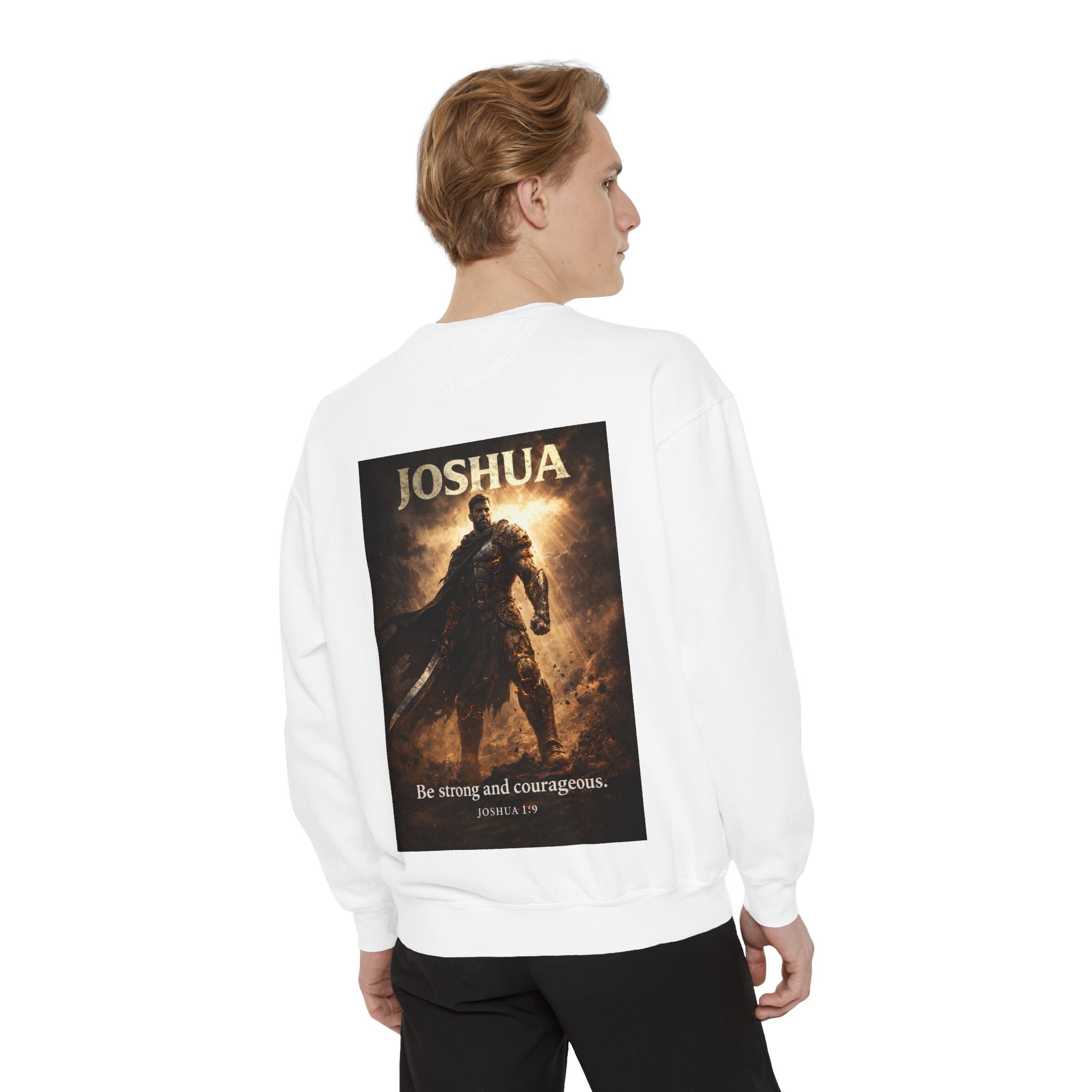 Joshua Courage Sweatshirt | Be Strong and Courageous Christian Crewneck | Inspirational Faith Apparel