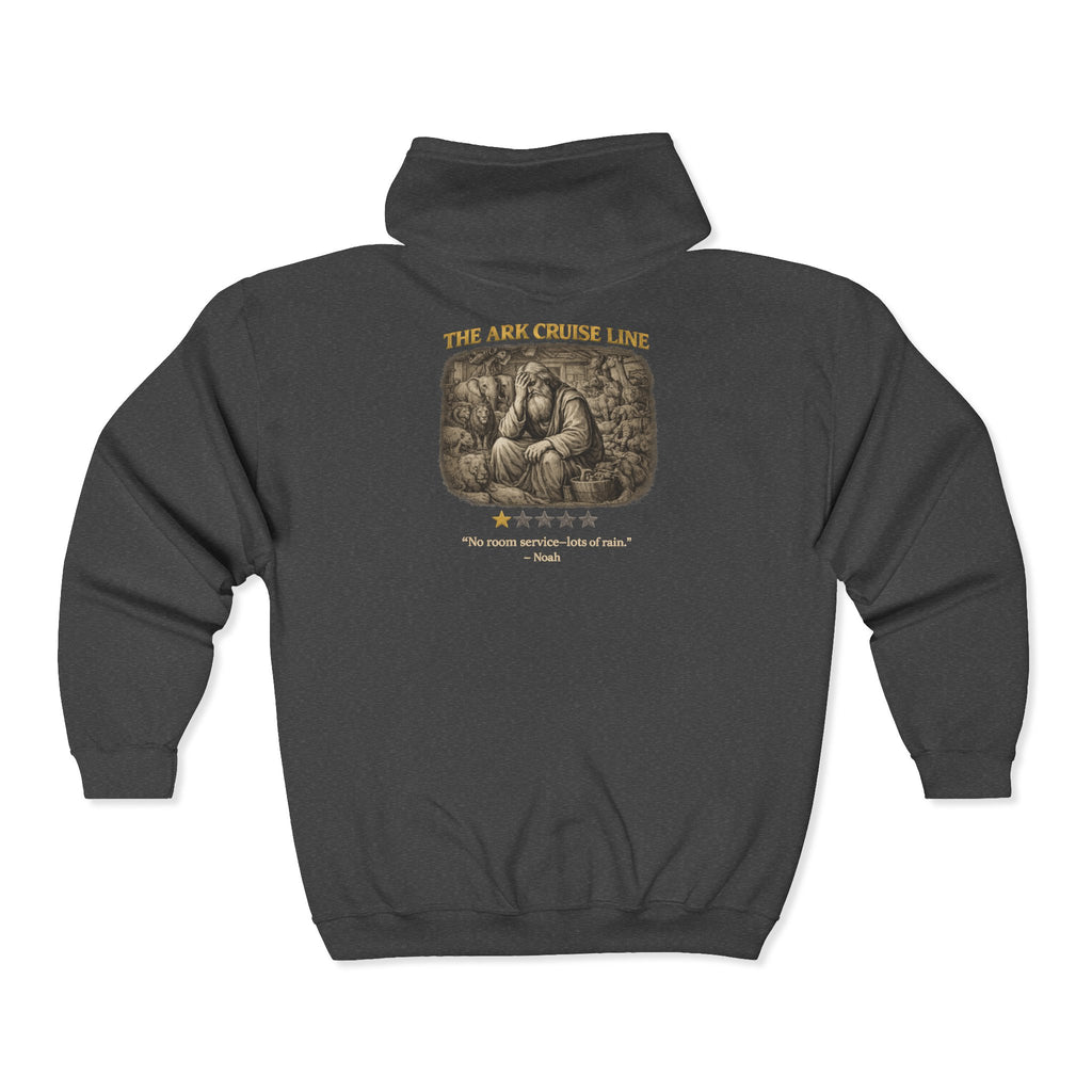 Ark Cruise Line – Full-Zip Hoodie | Vintage Lion Biblical Design – Five-Star Faith Series
