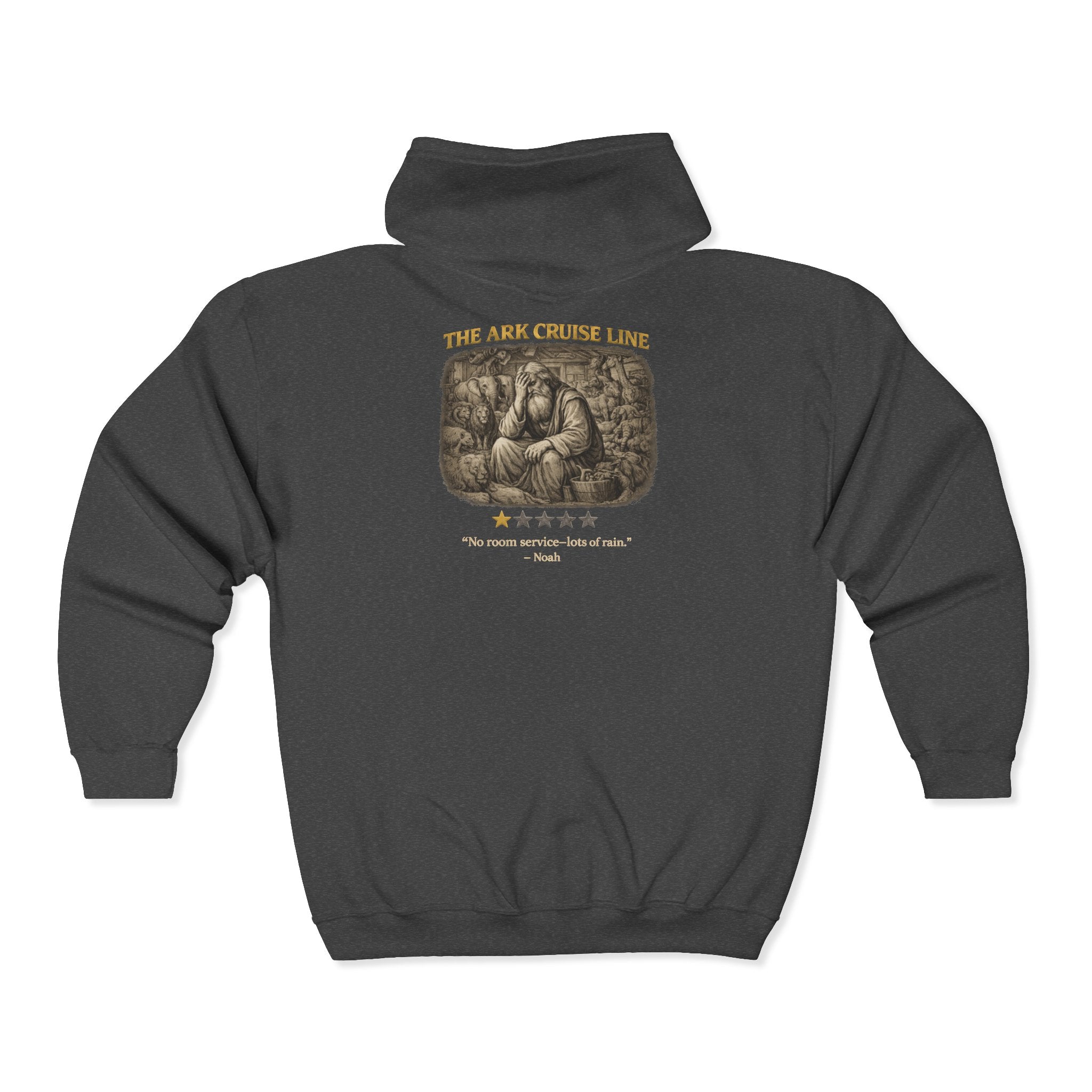 Ark Cruise Line – Full-Zip Hoodie | Vintage Lion Biblical Design – Five-Star Faith Series