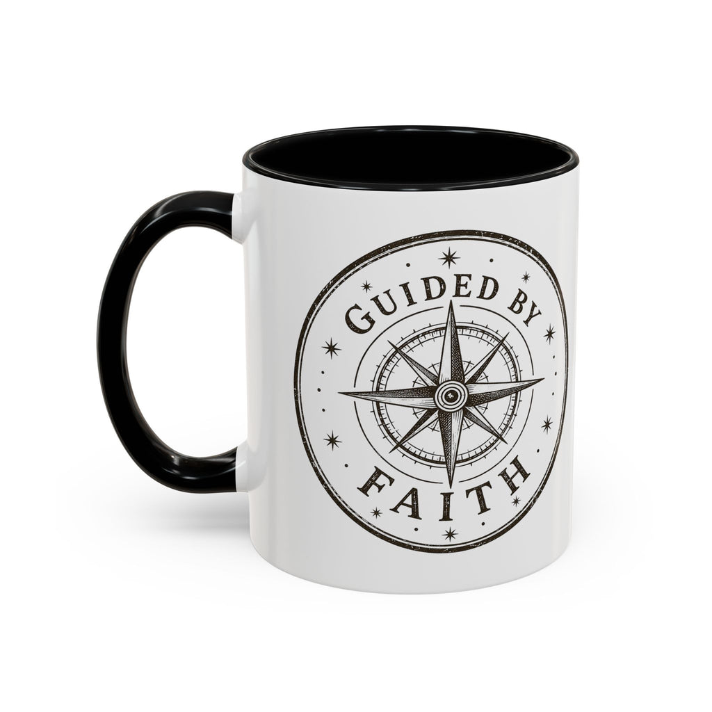 Guided by Faith Compass Coffee Mug | Inspirational Christian Accent Mug | Faith Freedom Creations