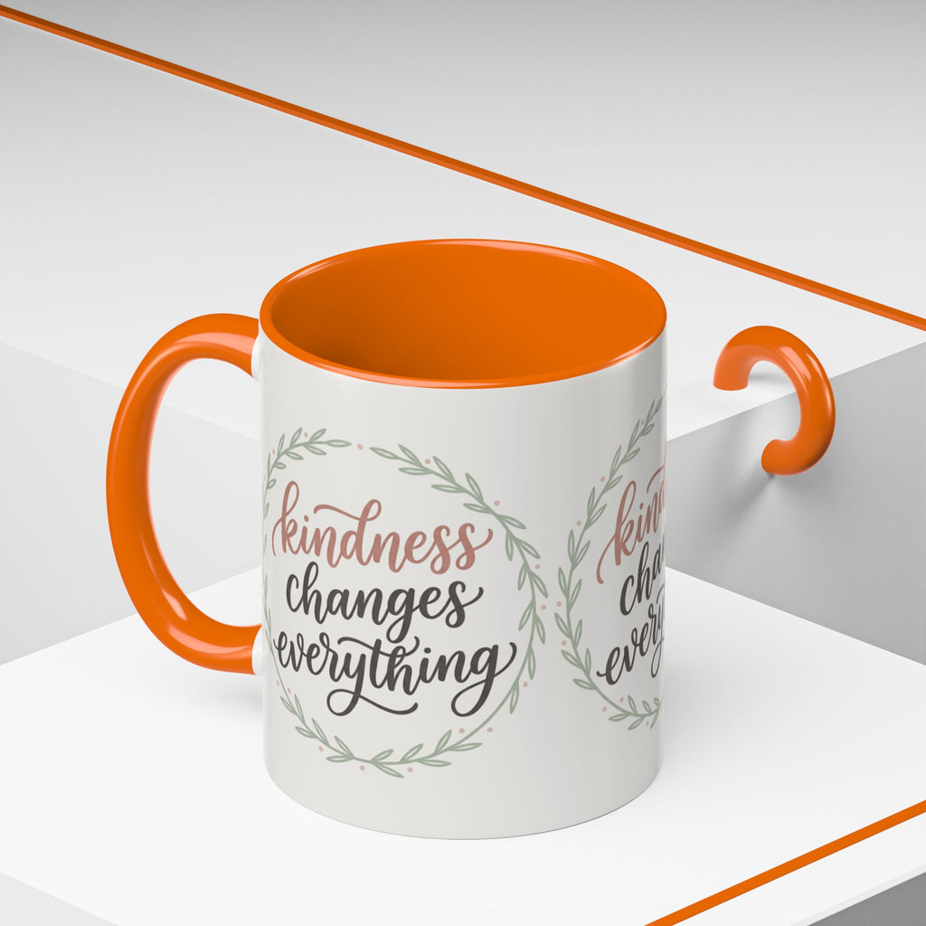 Kindness Changes Everything Accent Coffee Mug | Inspirational Ceramic Mug | Faith Freedom Creations