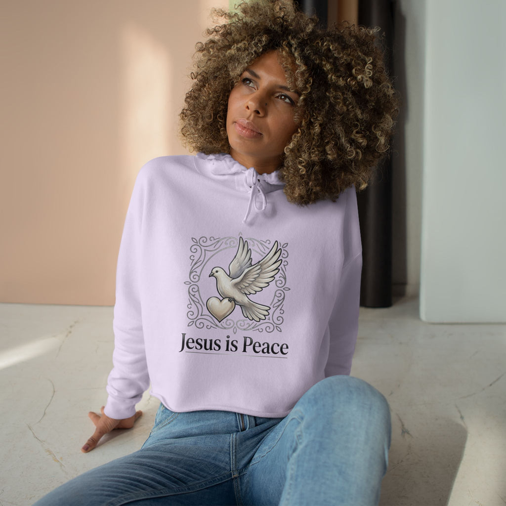 Jesus Is Peace Cropped Hoodie — Dove Faith Graphic