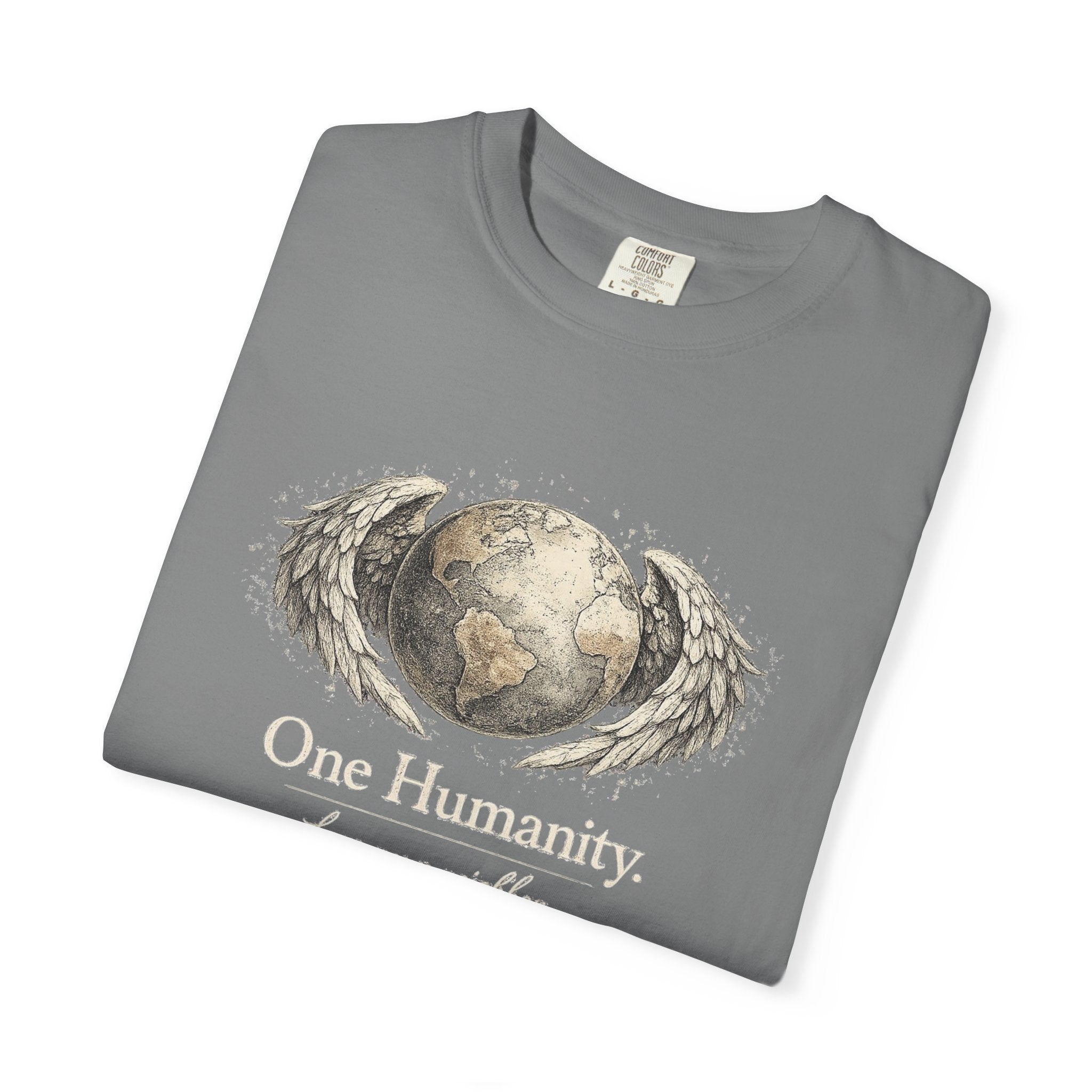 One Humanity T-Shirt – “One Humanity. Love Your Neighbor.” Earth Wings Graphic Tee