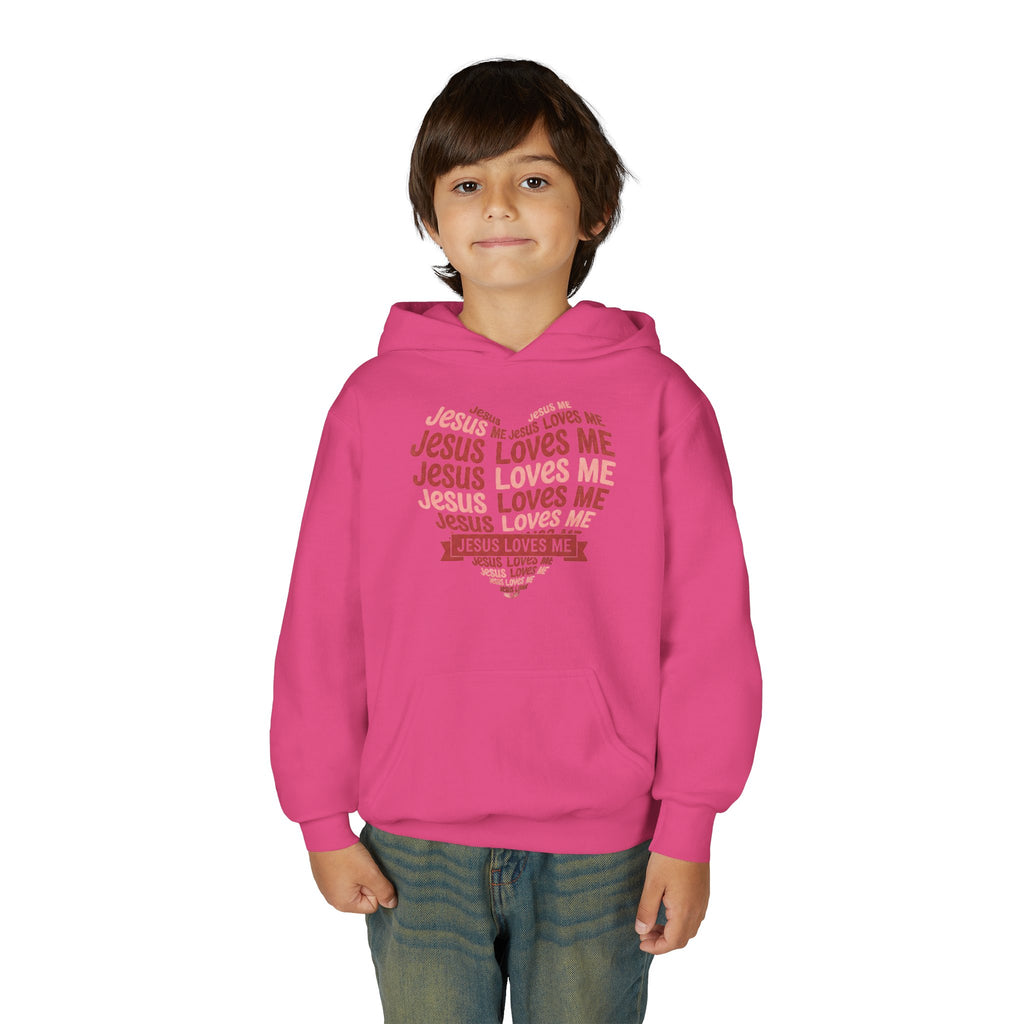 Jesus Loves Me Youth Hoodie – Heart Word Cloud Christian Kids Sweatshirt | Faith Inspired Kids Apparel