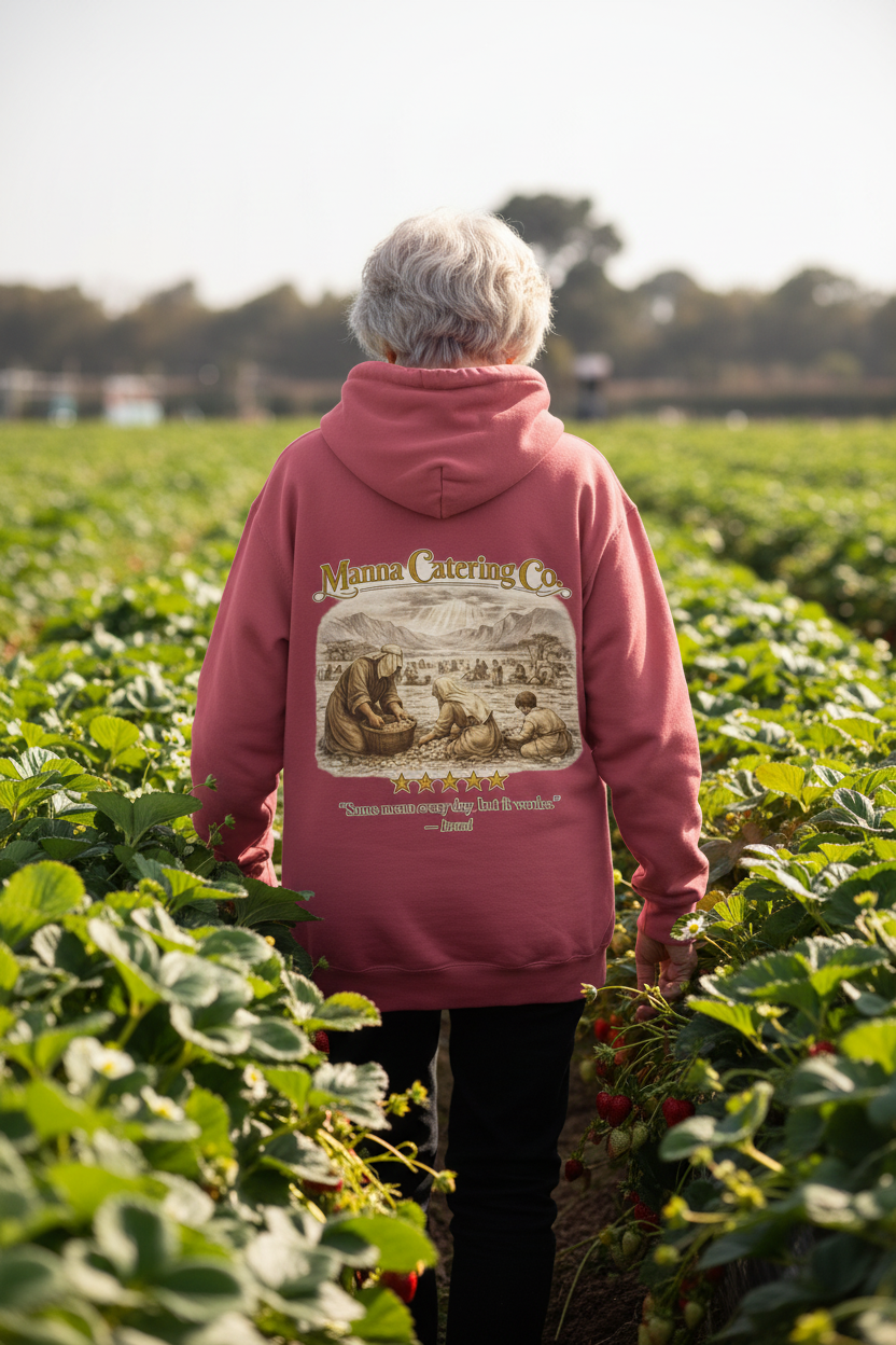Manna Catering Co. – Hoodie | “Manna Review” Vintage Graphic – Five-Star Faith Series