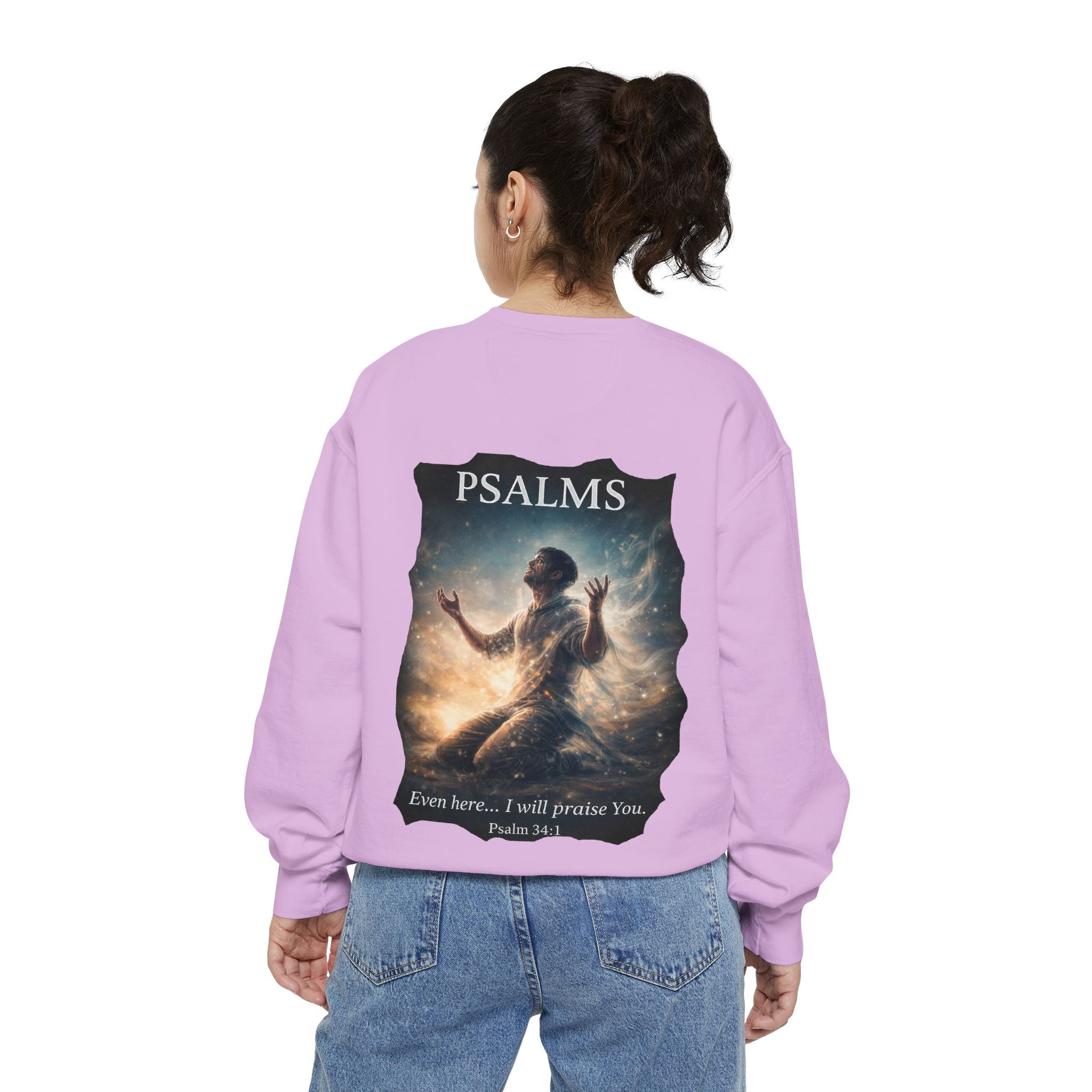 Psalm 34:1 Crewneck Sweatshirt | Inspirational Christian Graphic Sweatshirt | Faith Apparel
