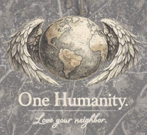 “One Humanity” Hoodie – “Love Your Neighbor” Earth & Wings Graphic Sweatshirt