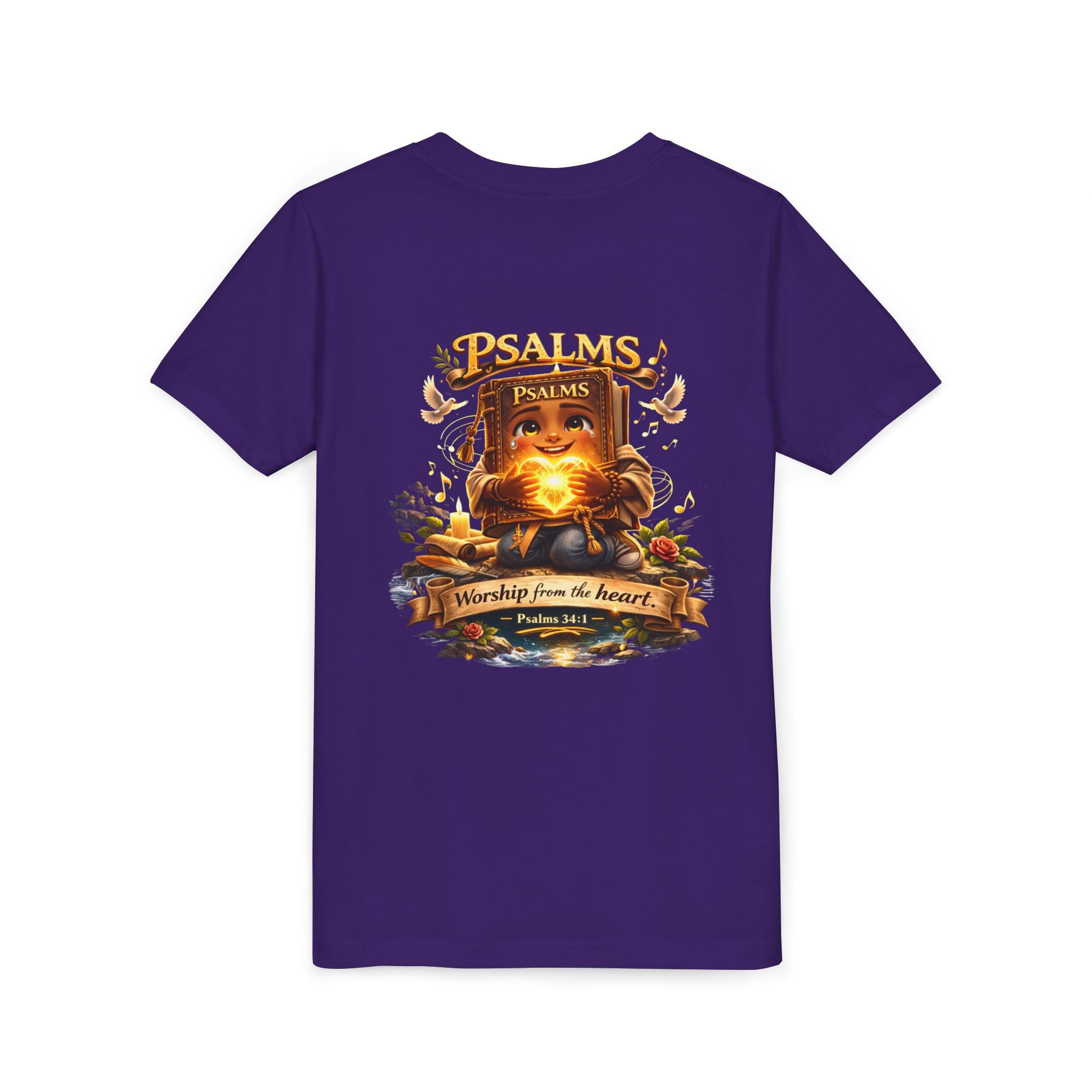 Praise Him Psalms 34:1 Youth T-Shirt | Christian Kids Faith Tee | Inspirational Youth Apparel