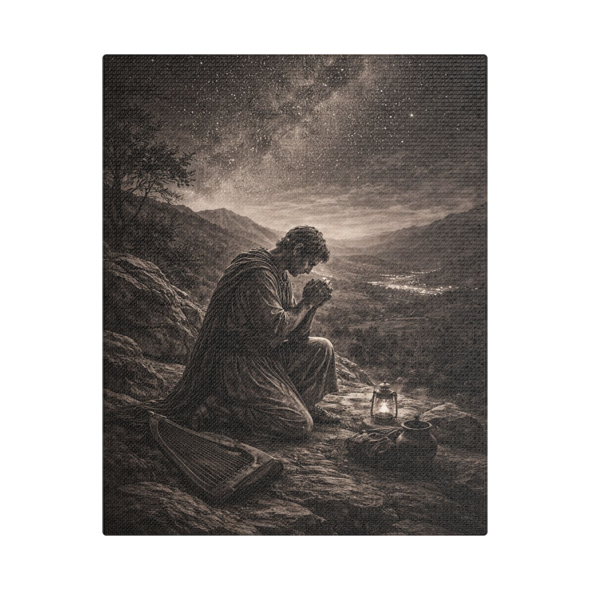 David Prays at Dusk Canvas — Biblical Wall Art | Christian Scripture Canvas