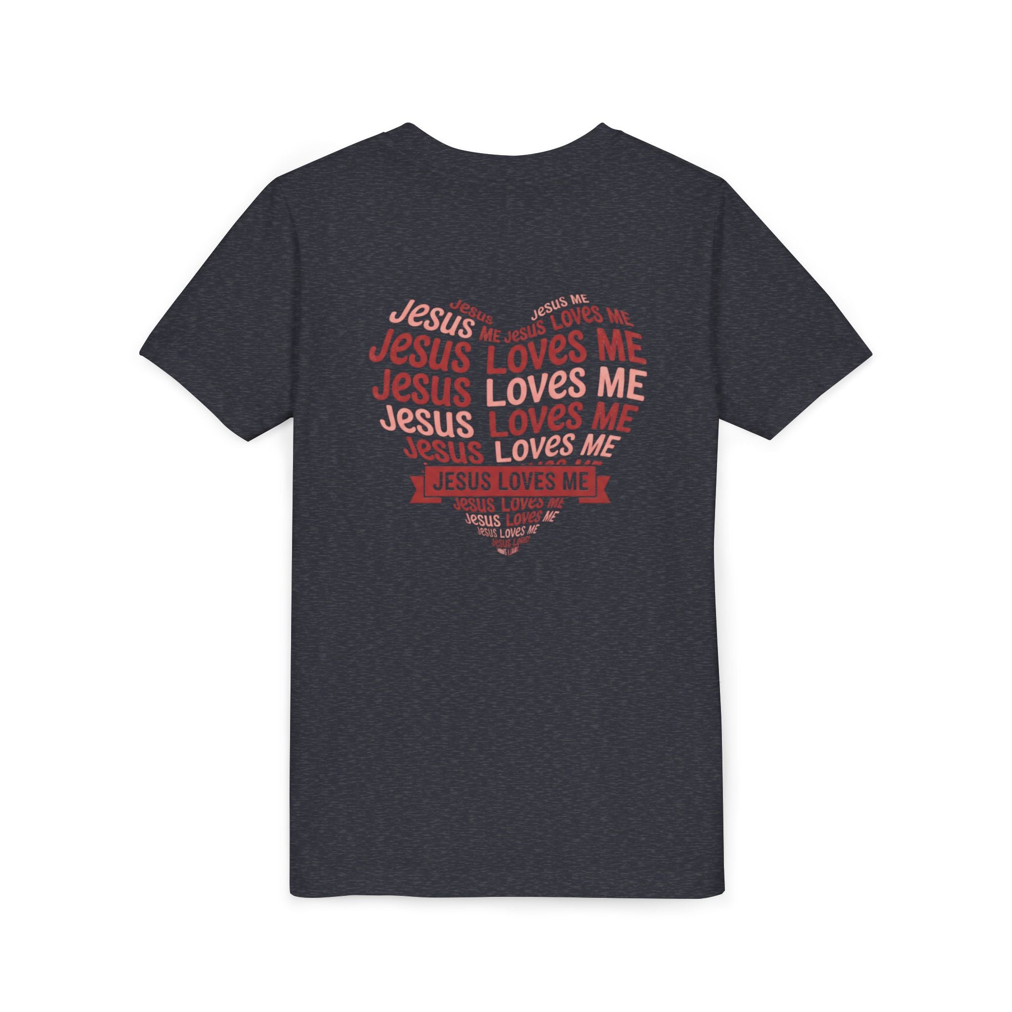 Jesus Loves Me Youth T-Shirt – Heart Word Cloud Christian Kids Tee | Faith Inspired Youth Shirt