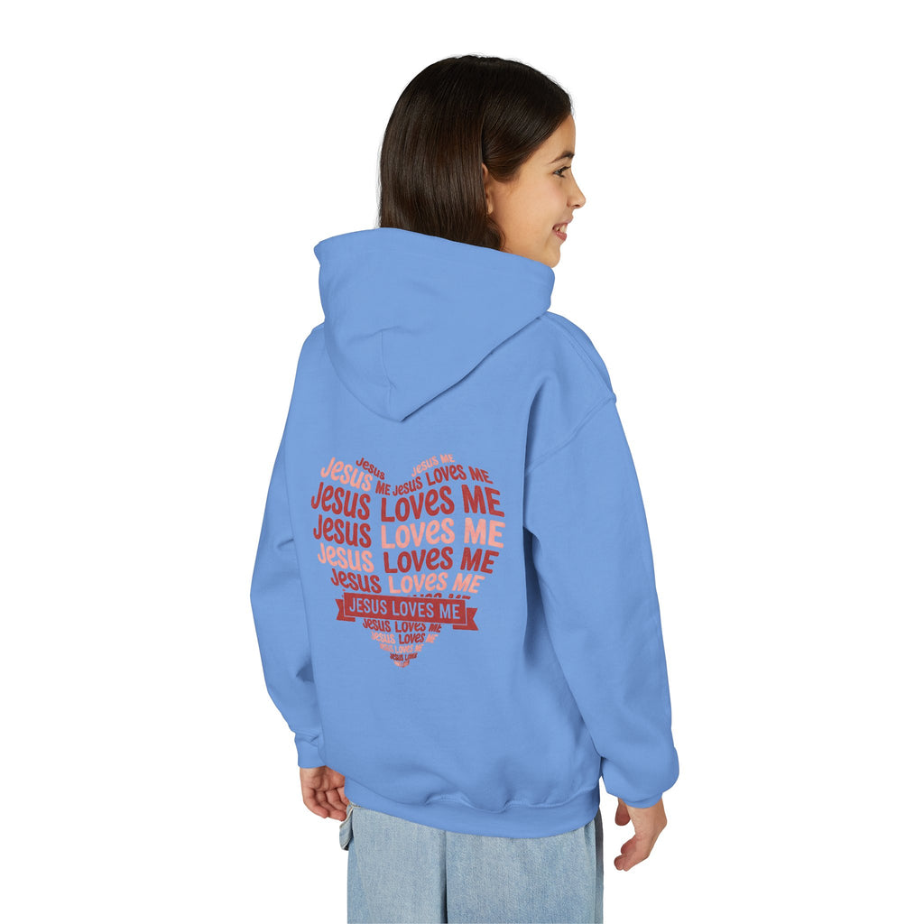 Jesus Loves Me Youth Hoodie – Heart Word Cloud Christian Kids Sweatshirt | Faith Inspired Kids Apparel