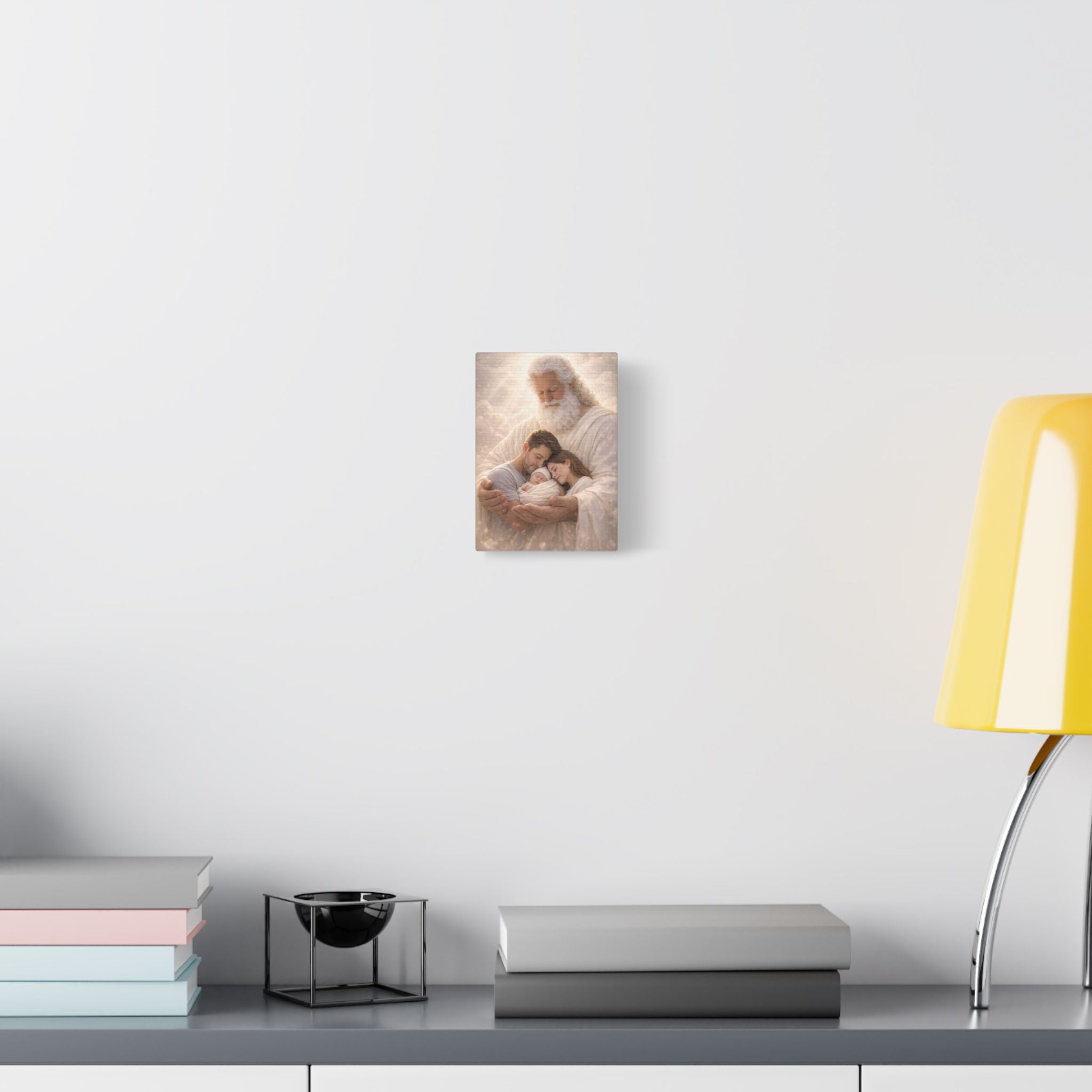 Safely in His Hands Canvas — 'Family' Sleeping in God's Embrace Wall Art