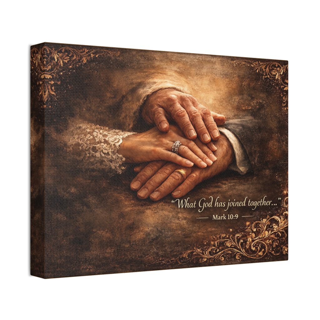 Wedding Hands Canvas Wall Art – "What God Has Joined Together" Mark 10:9