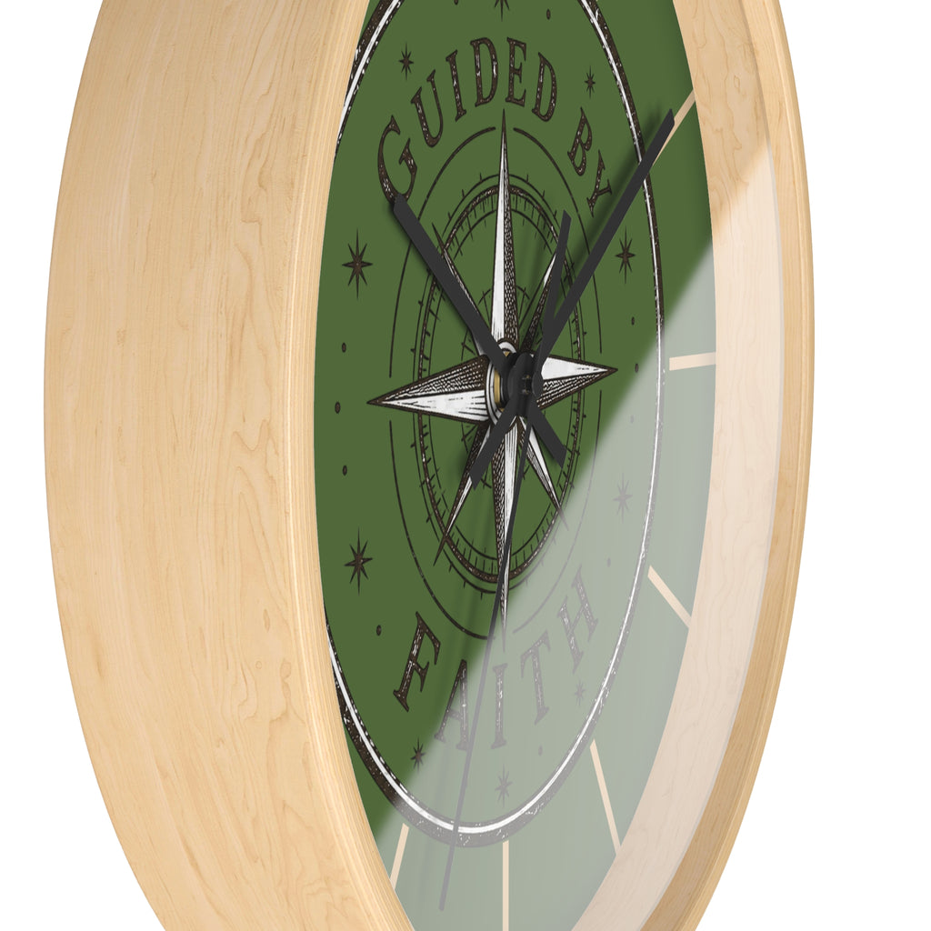 Guided by Faith Compass Wall Clock | Rustic Christian Clock | Inspirational Faith Home Decor