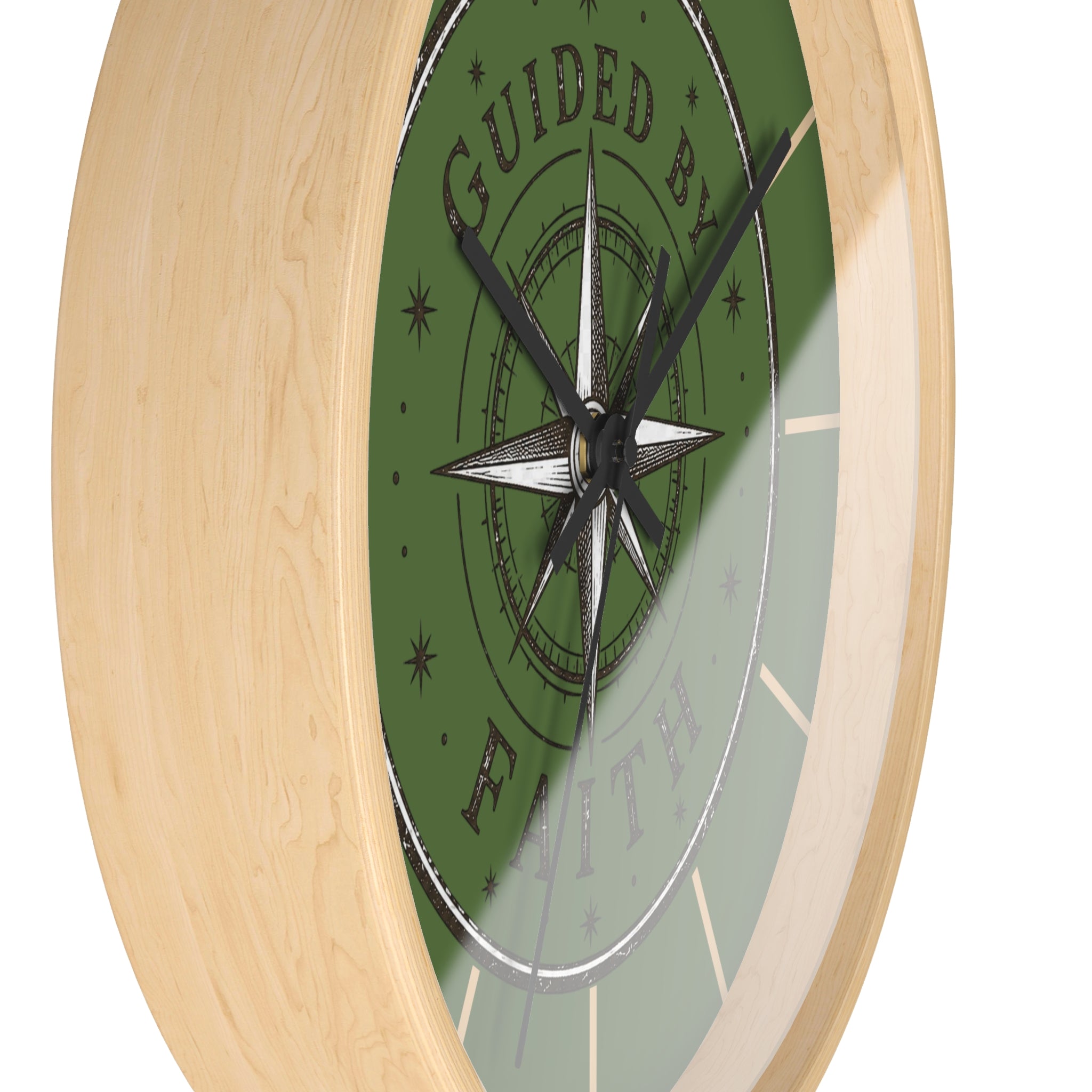 Guided by Faith Compass Wall Clock | Rustic Christian Clock | Inspirational Faith Home Decor