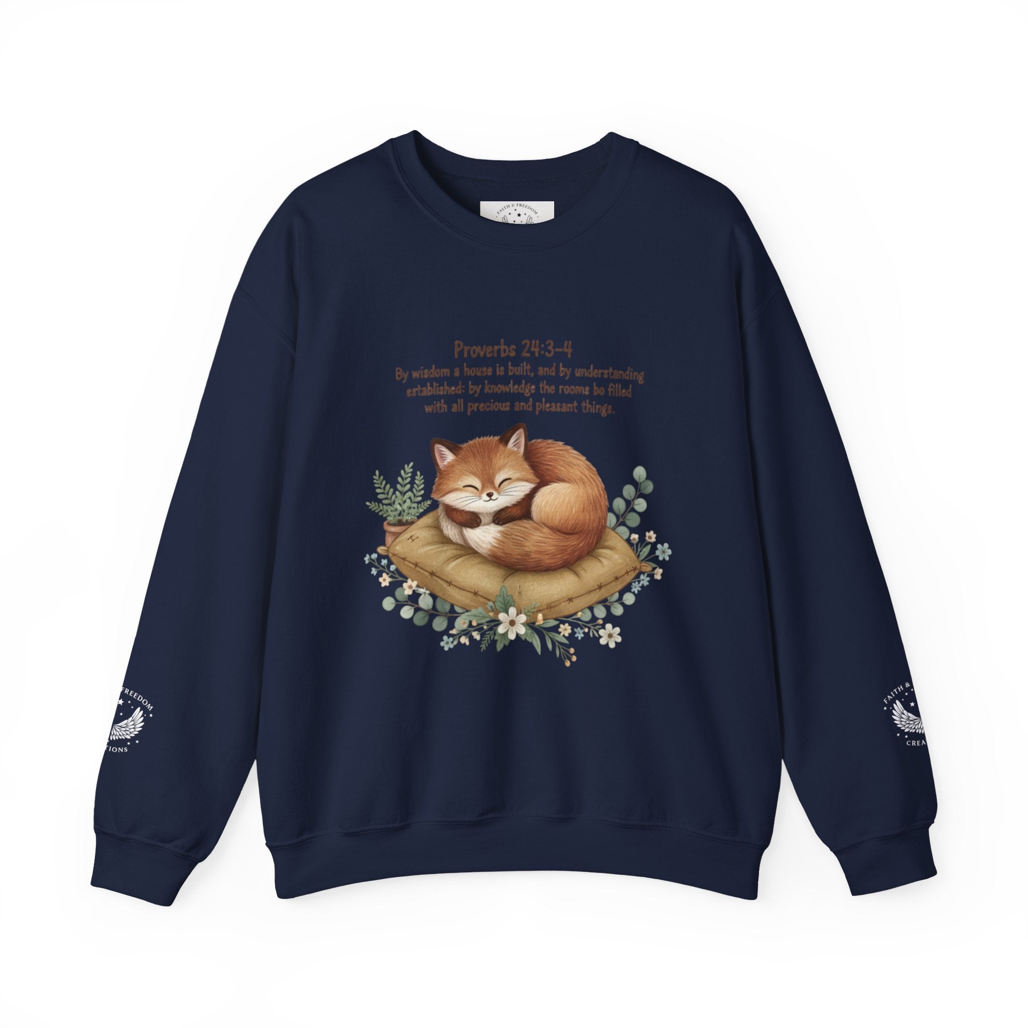 Cozy Fox Crewneck Sweatshirt - Woodland Animal Art with scripture |