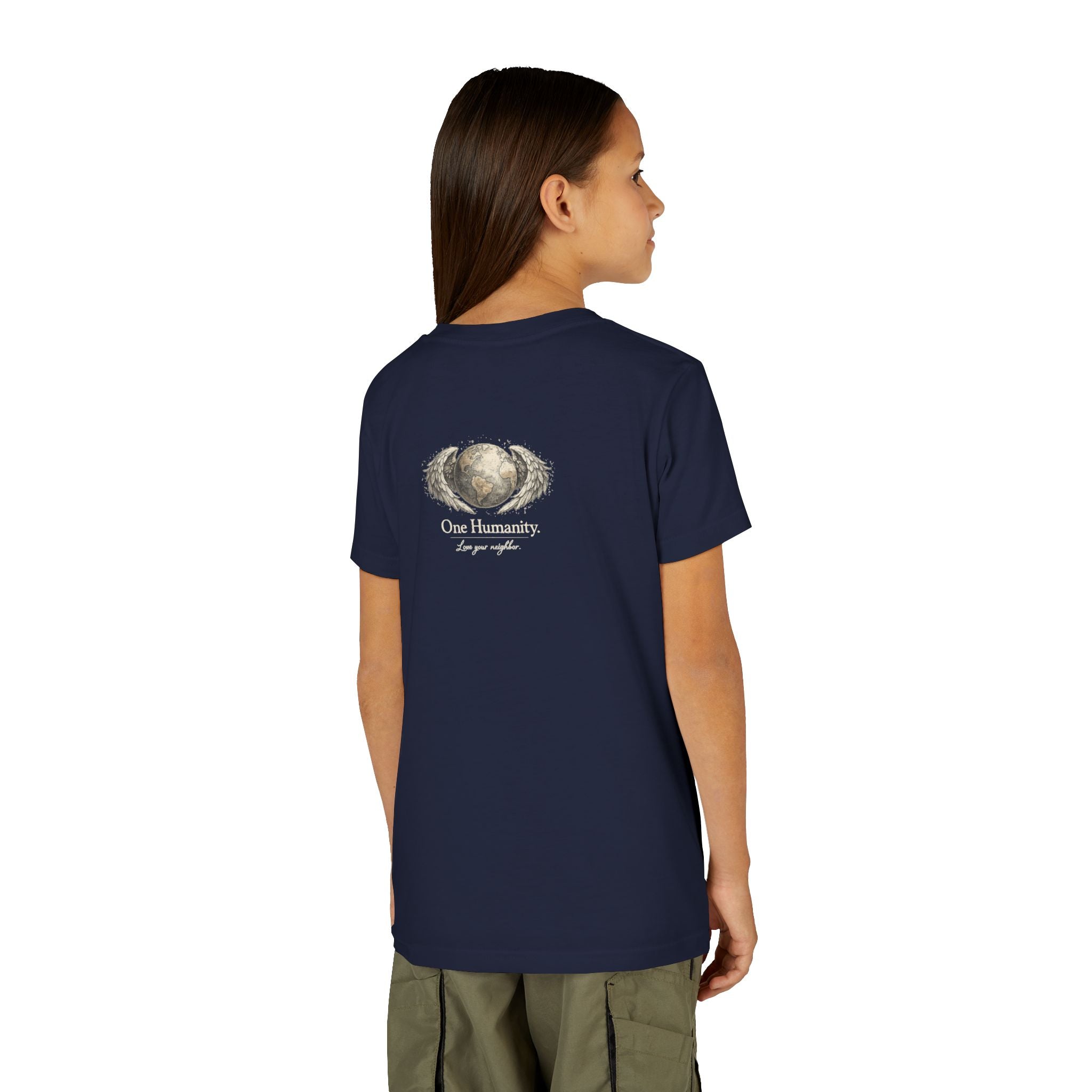 Youth “Quiet Kindness Changes Everything” Tee – Kids Inspirational T-Shirt with Earth & Friends Graphic