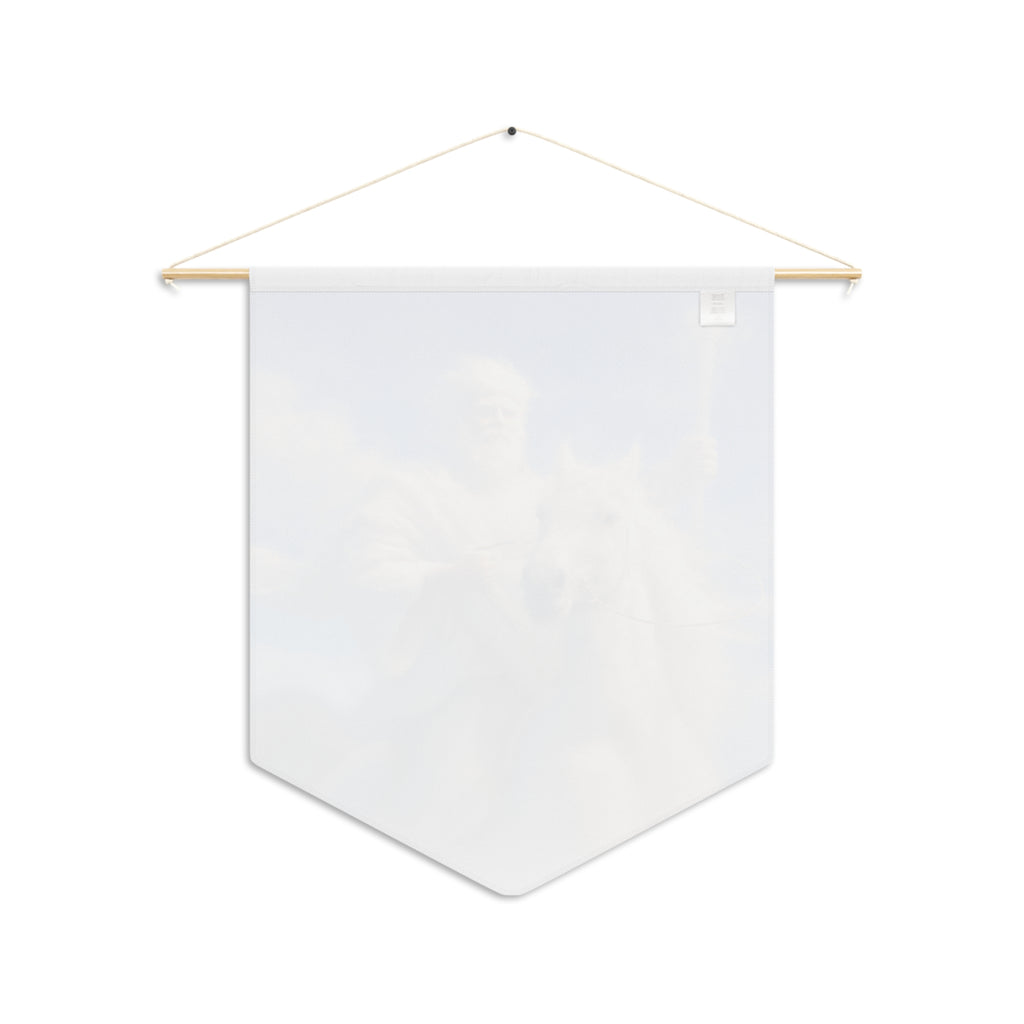 Jesus Riding White Horse Pennant | Christian Faith Banner | Inspirational Wall Hanging Decor